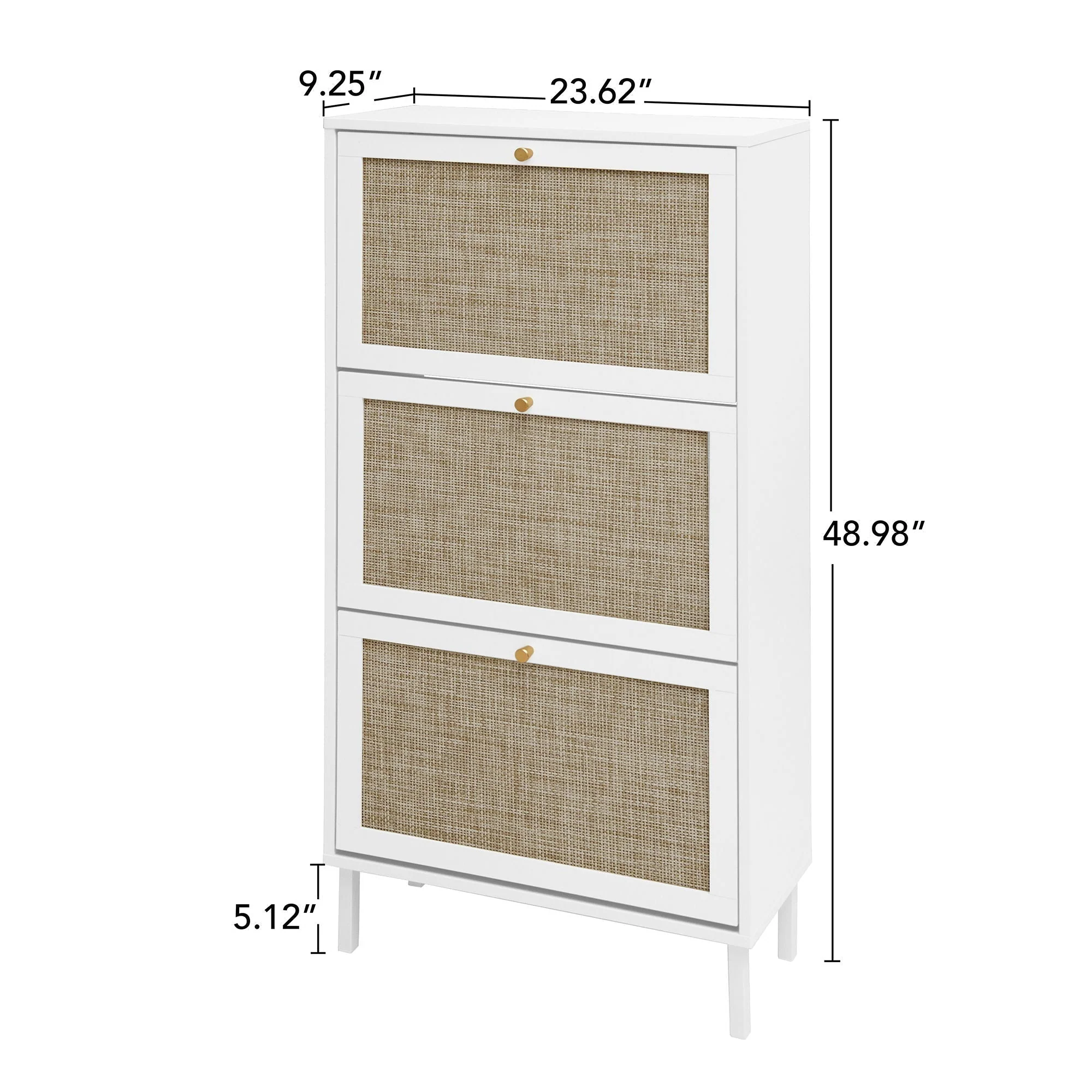 Modern Rattan 3 Door Shoe Rack Cabinet for Entryway - Image 65