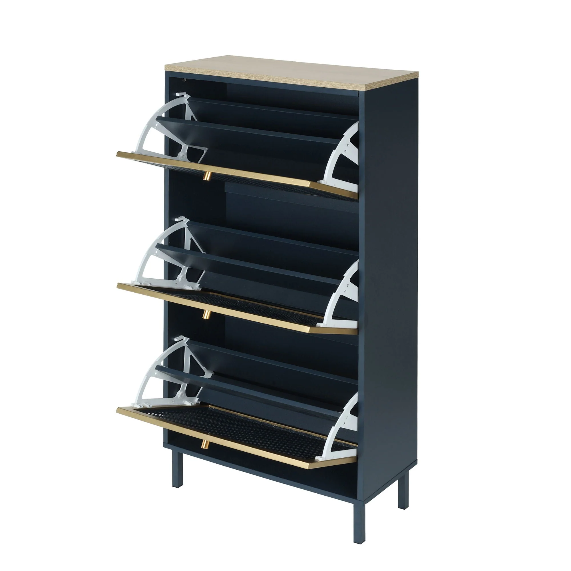 Modern Rattan 3 Door Shoe Rack Cabinet for Entryway - Image 68