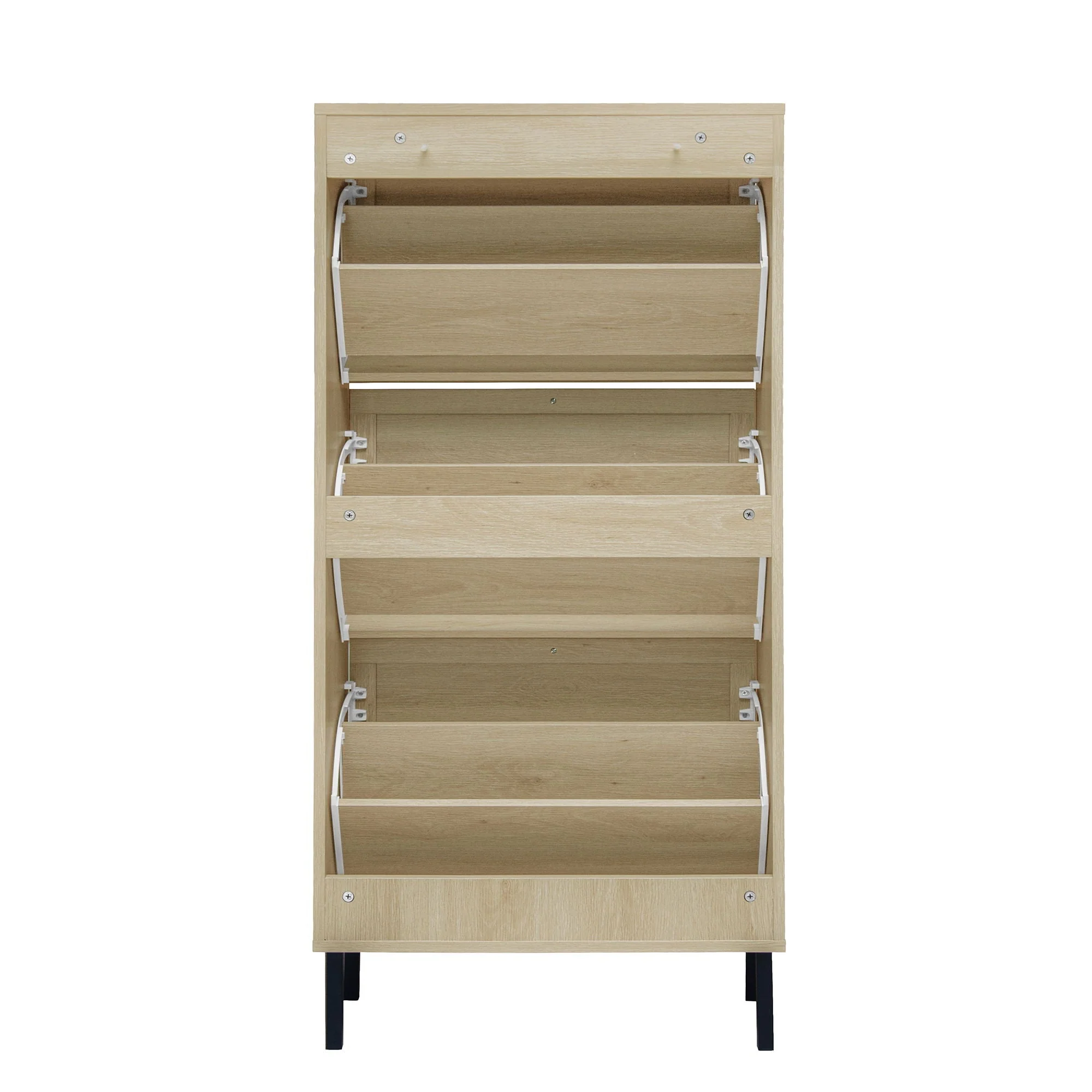 Modern Rattan 3 Door Shoe Rack Cabinet for Entryway - Image 69