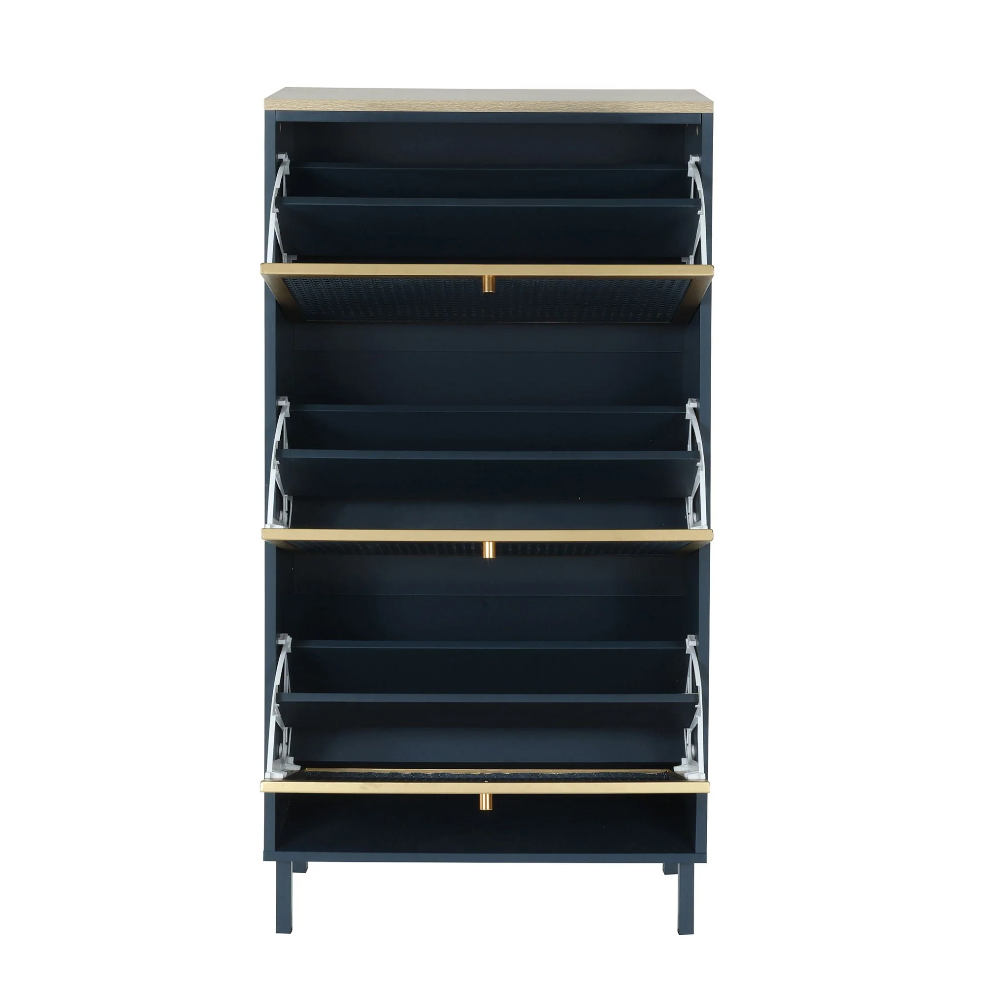 Modern Rattan 3 Door Shoe Rack Cabinet for Entryway - Image 77