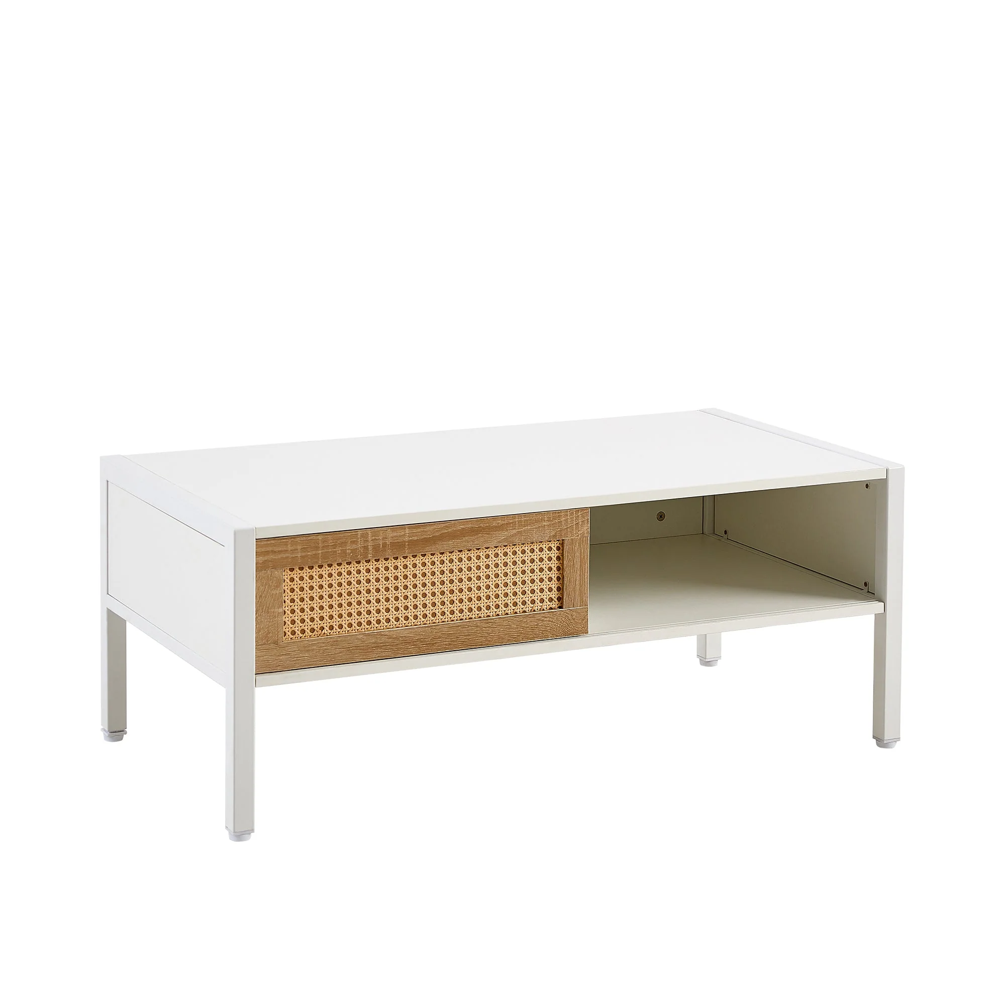 Modern Rattan Coffee Table with Sliding Door - Image 12