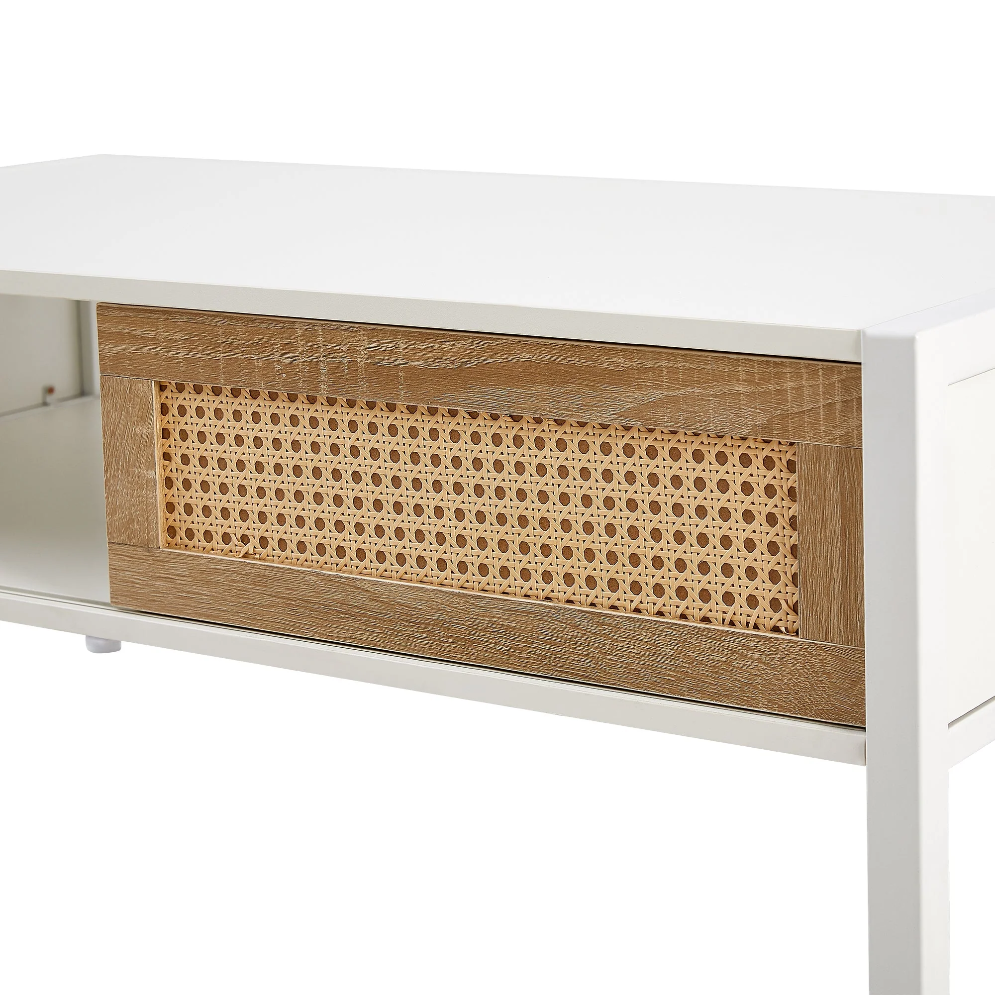 Modern Rattan Coffee Table with Sliding Door - Image 14