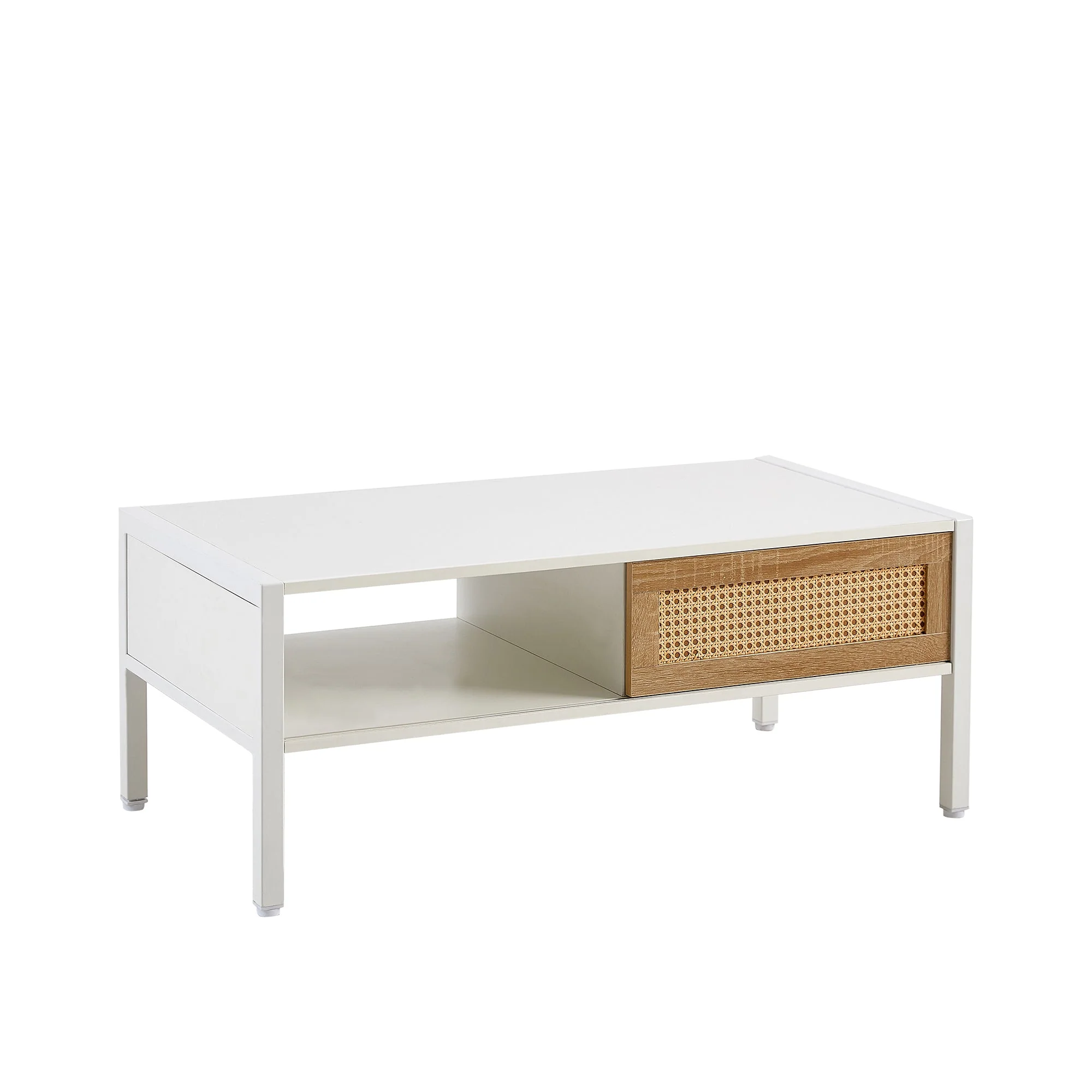 Modern Rattan Coffee Table with Sliding Door - Image 7