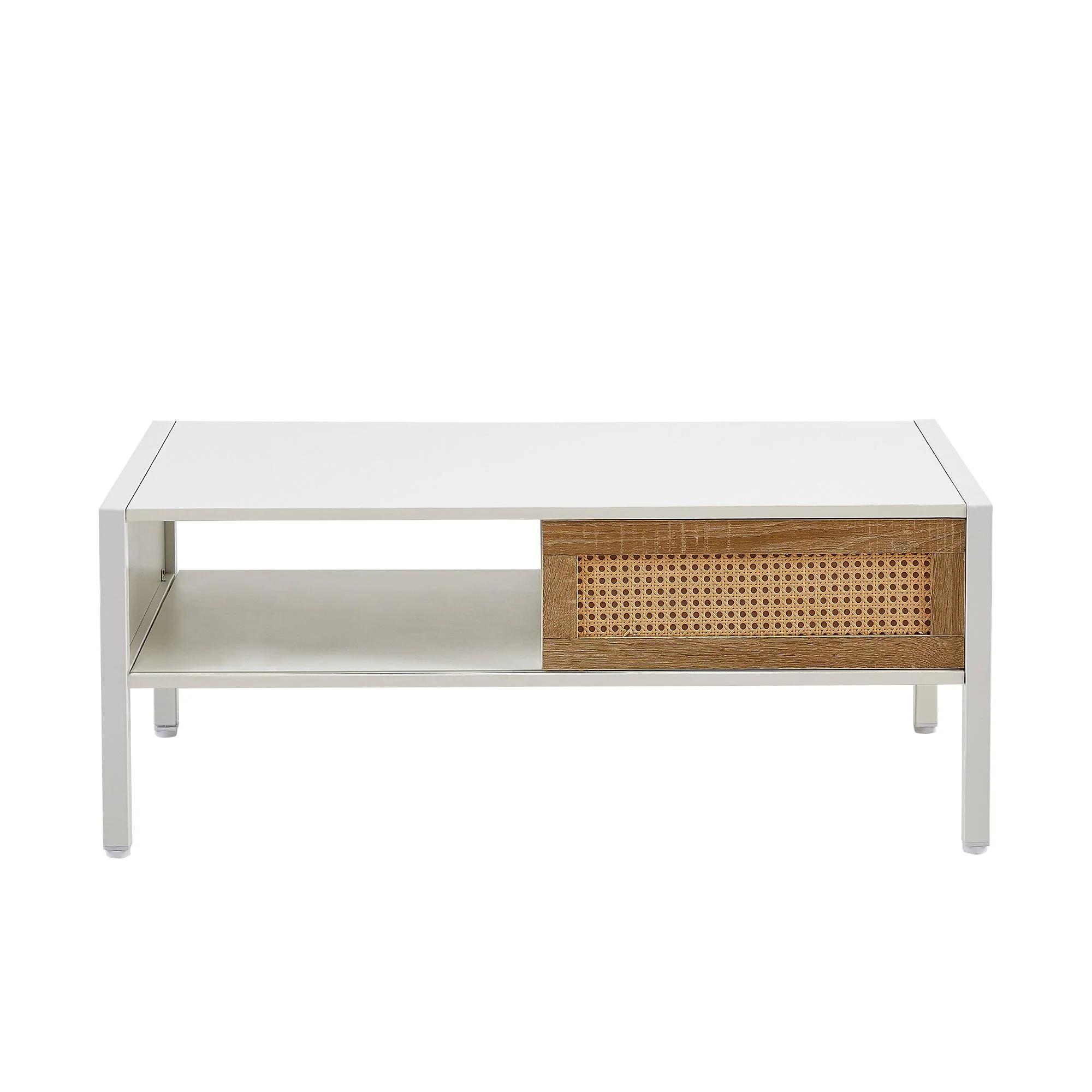 Modern Rattan Coffee Table with Sliding Door - Image 8