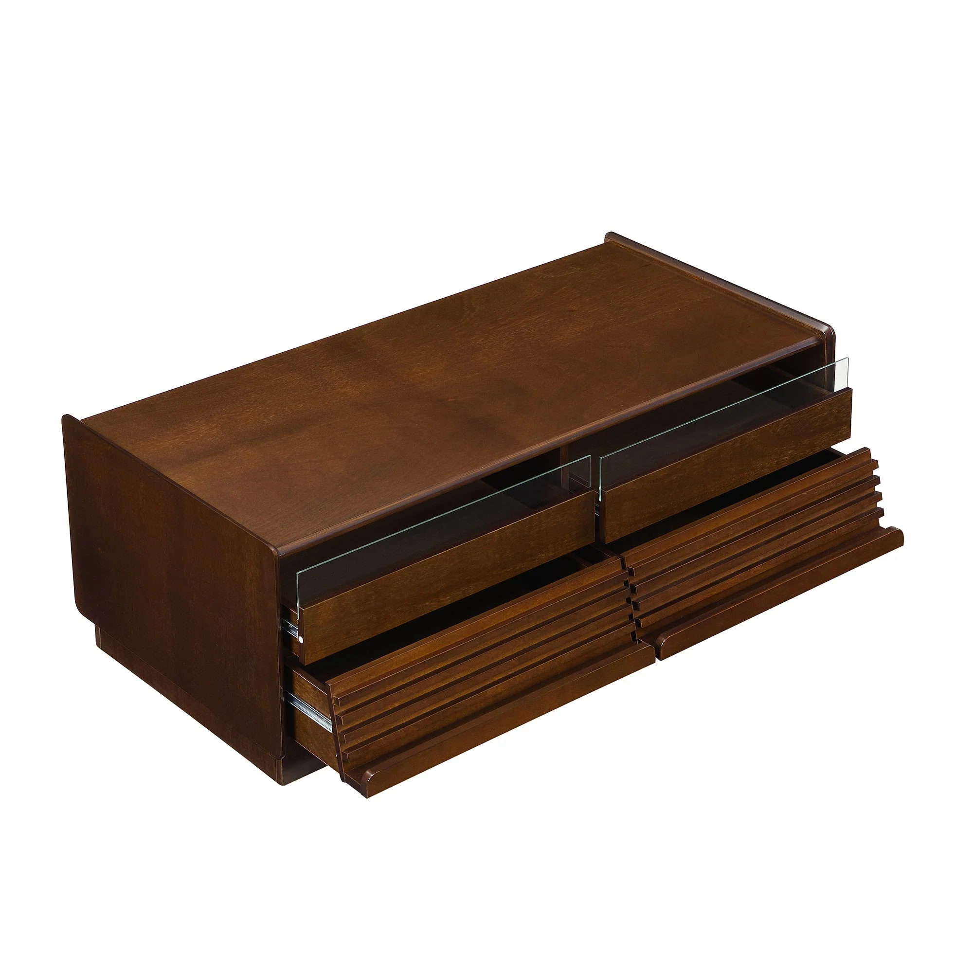 Modern Rectangle Coffee Table with 4 Drawers and 2 Display Shelves - Image 11