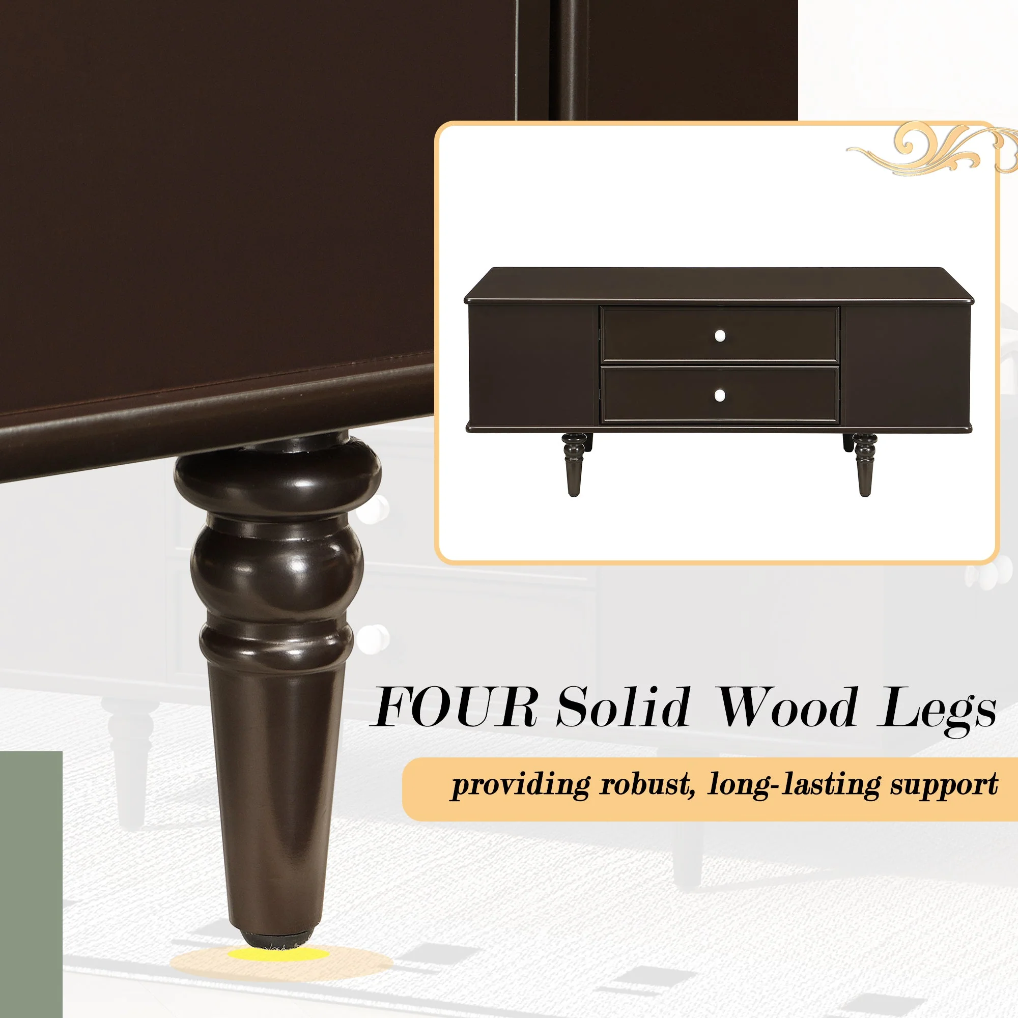 Modern Rectangle Coffee Table with Four Drawers - Image 7