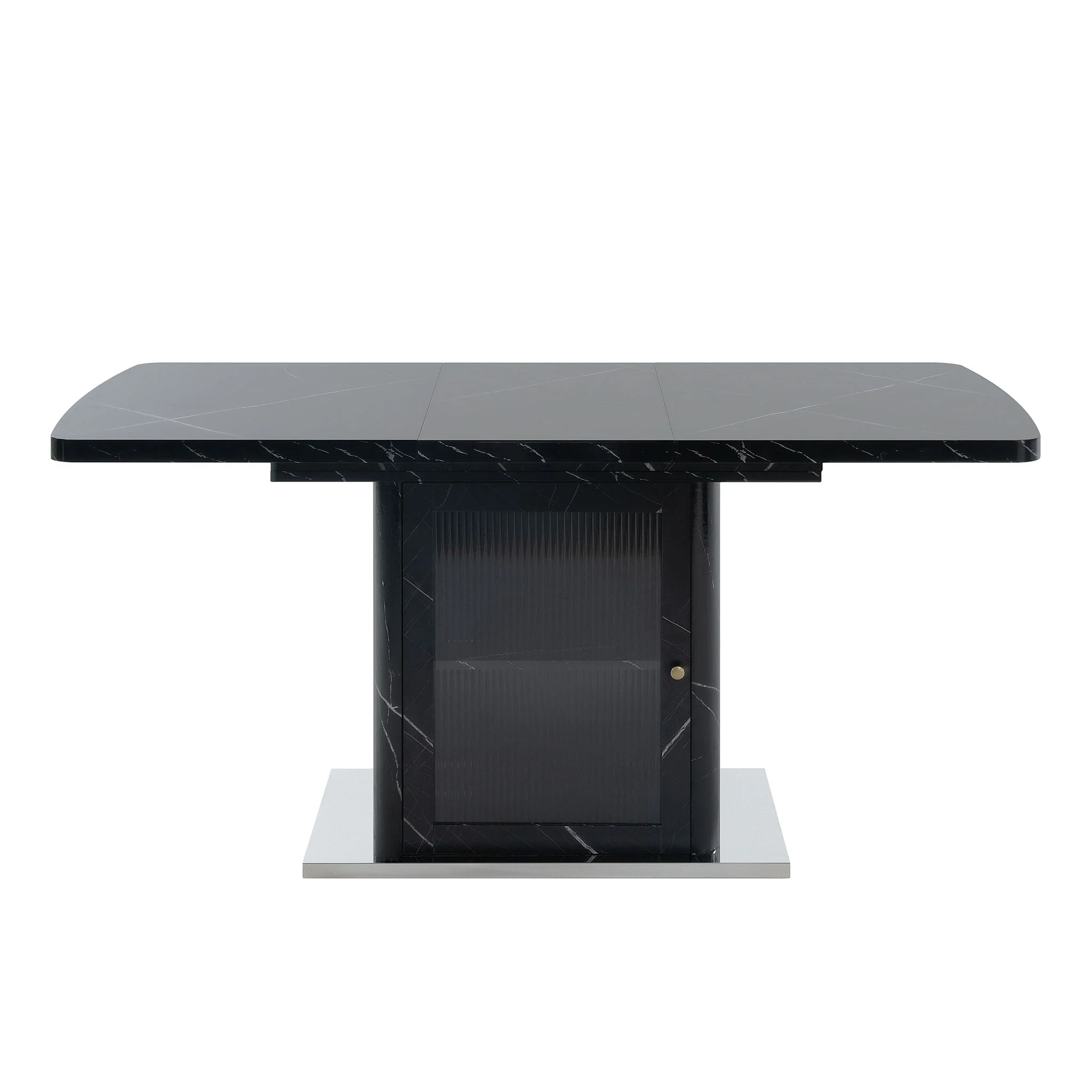 Modern Rectangle Dining Table With Stretchable Top, Storage Cabinet - Image 2