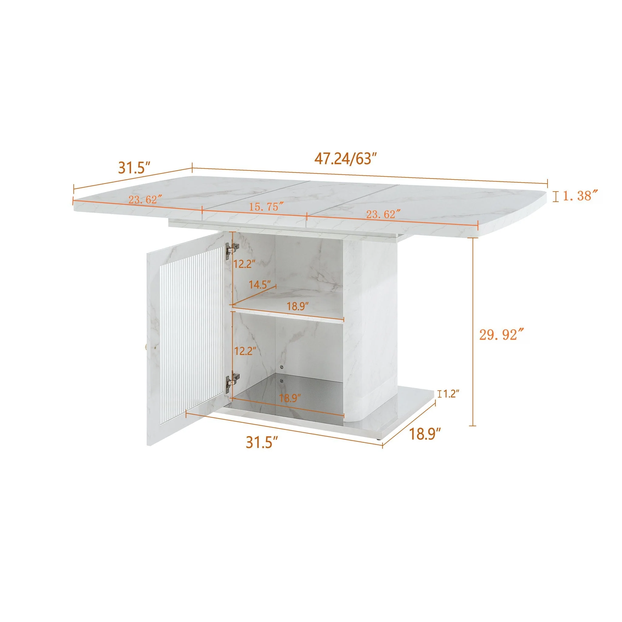 Modern Rectangle Dining Table With Stretchable Top, Storage Cabinet - Image 6