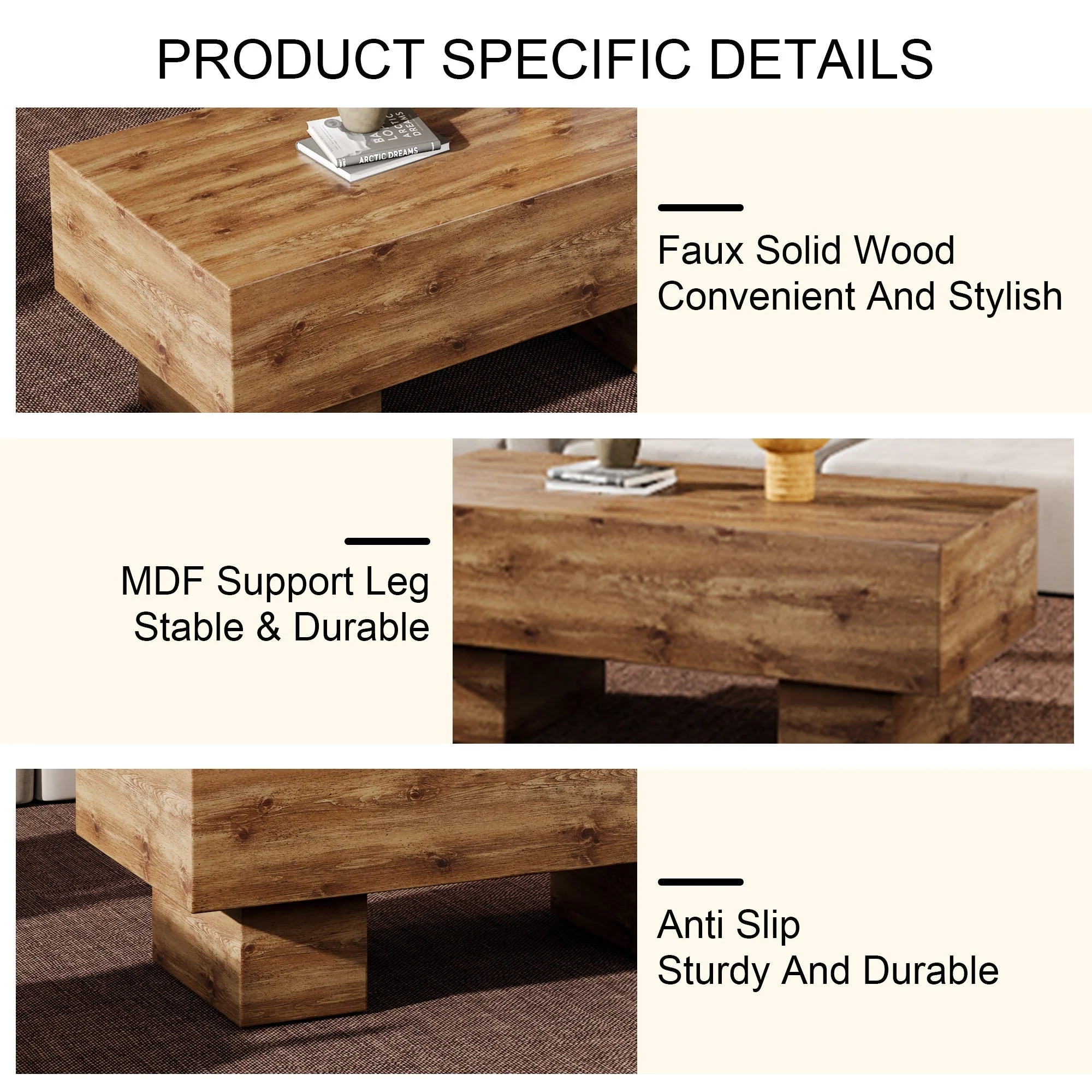 Modern Rectangular Coffee Table - Image 7