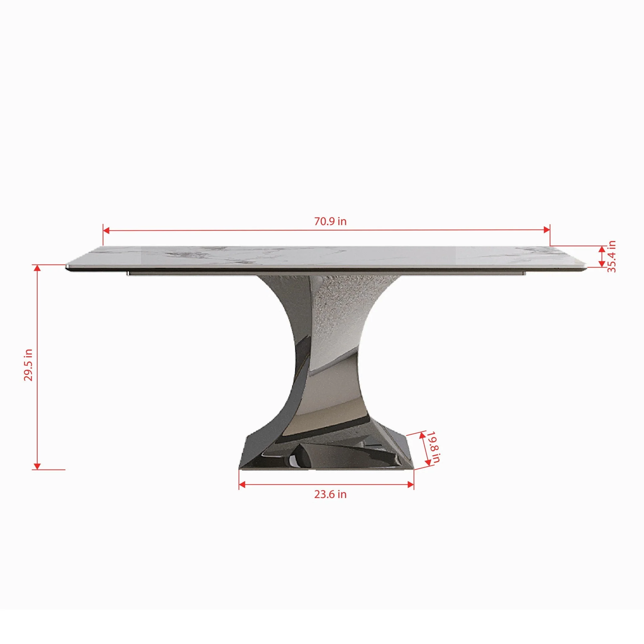 Modern Rectangular Dining Table For 6 - 8, Plated Hourglass Base - Image 8