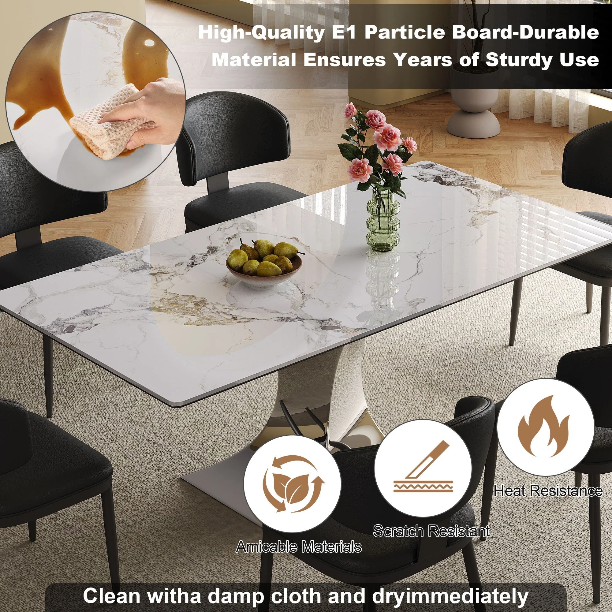 Modern Rectangular Dining Table For 6 With Chairs - Image 17
