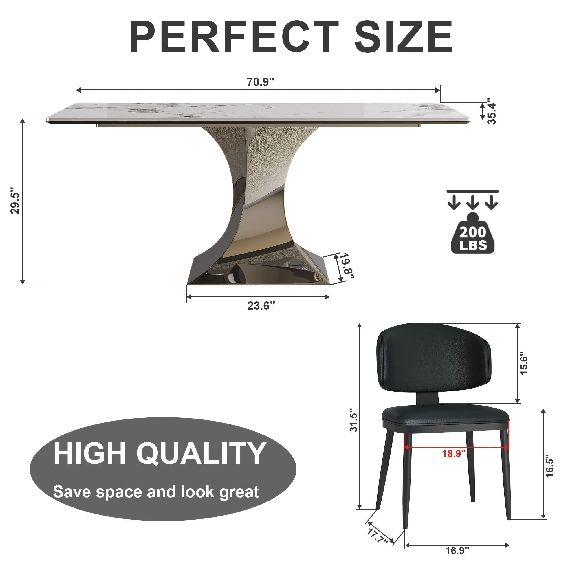 Modern Rectangular Dining Table For 6 With Chairs - Image 8
