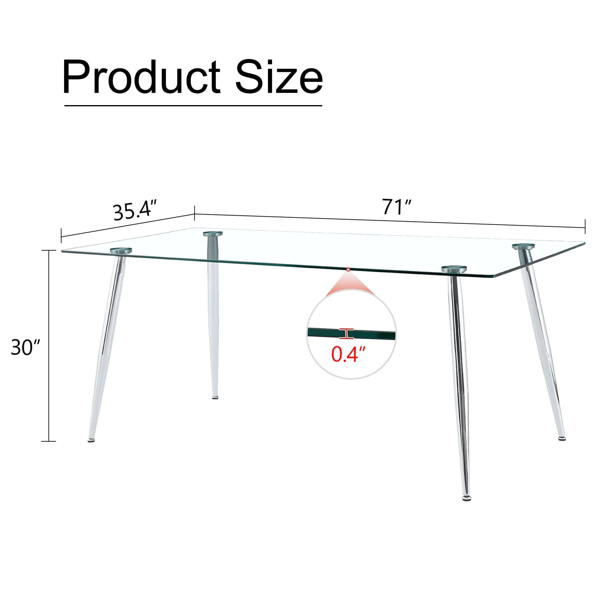 Modern Rectangular Glass Dining Table For 4 - 6 People With Tempered Glass Countertop - Image 2