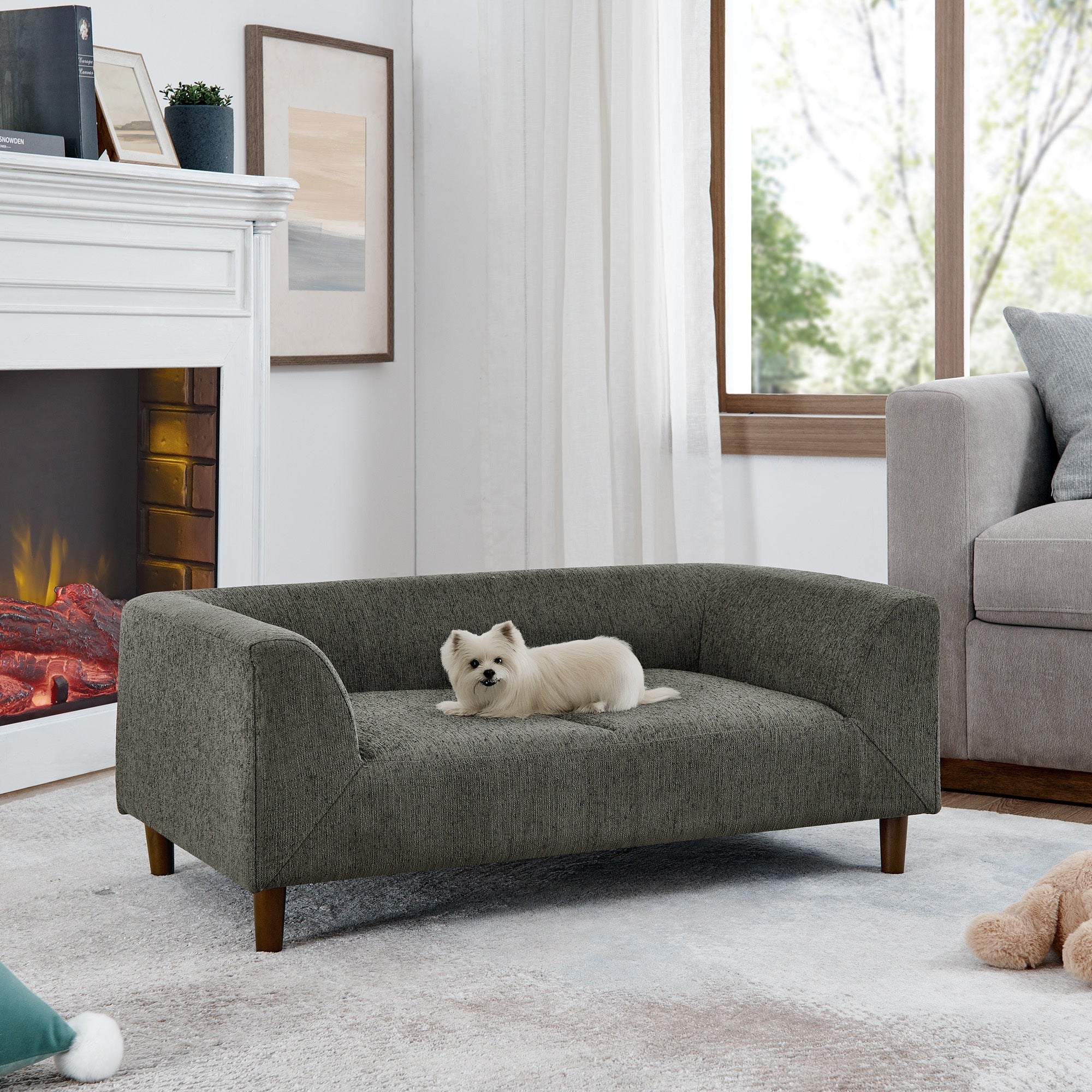 Modern Rectangular Pet Sofa with Backrest and Armrests - Image 4