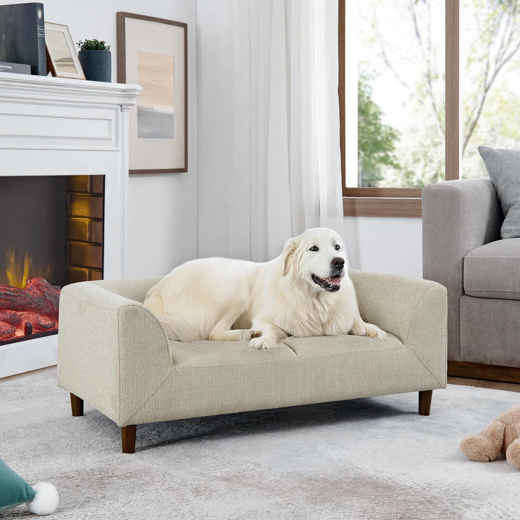 Modern Rectangular Pet Sofa with Backrest and Armrests - Image 3