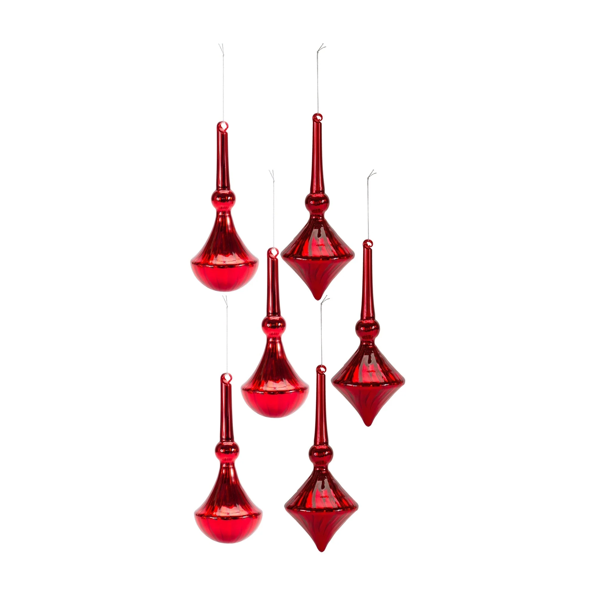 Modern Red Finial Drop Ornament (Set of 6) - Image 2