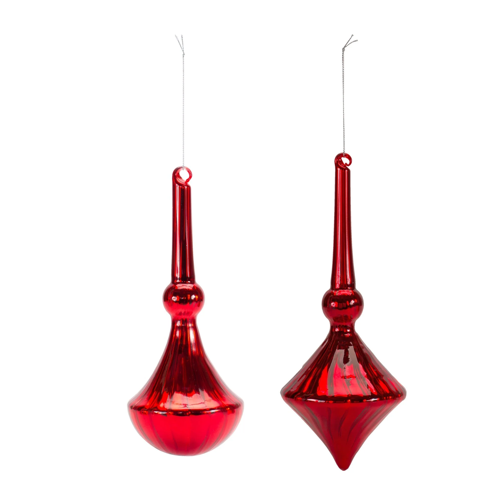 Modern Red Finial Drop Ornament (Set of 6) - Image 3