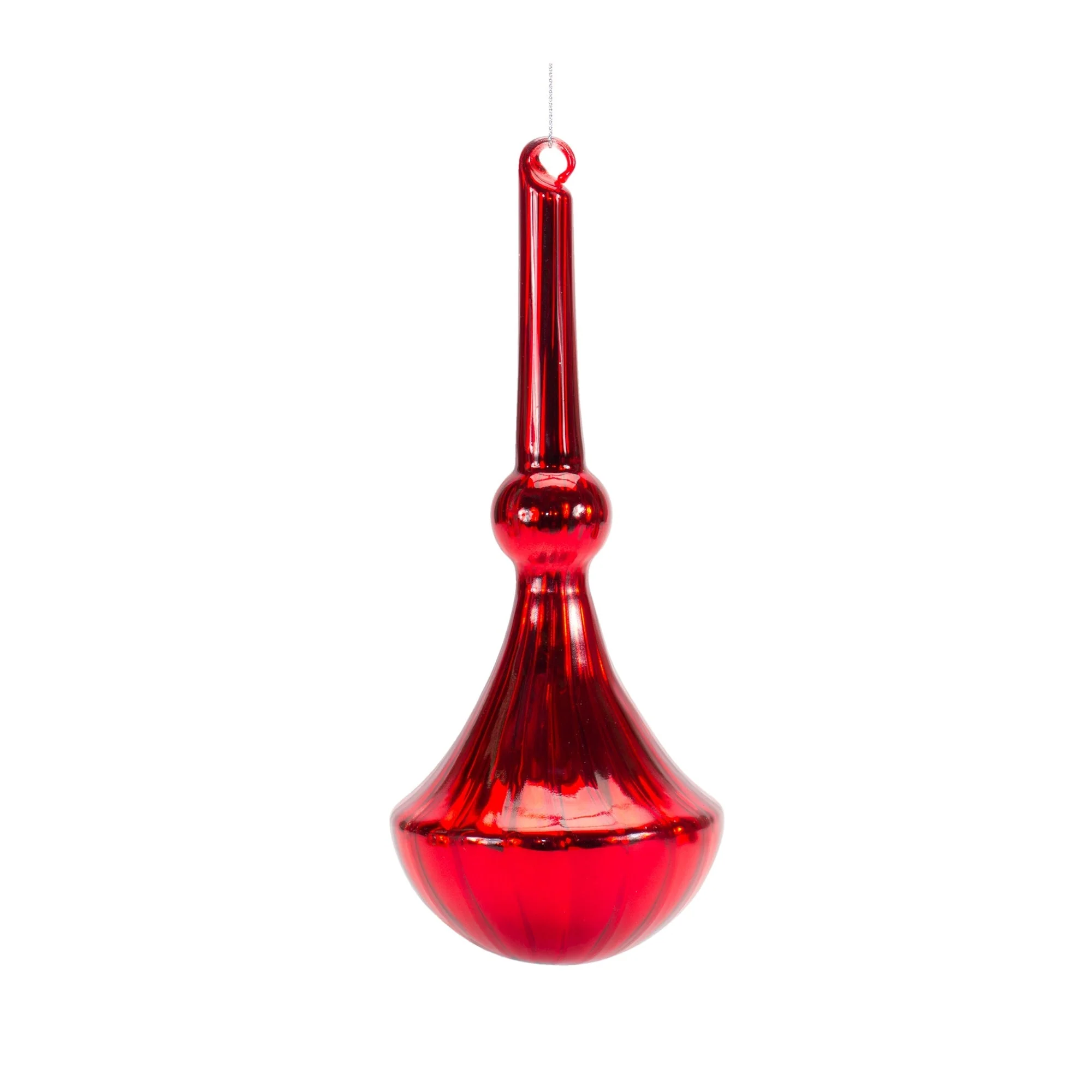 Modern Red Finial Drop Ornament (Set of 6) - Image 4