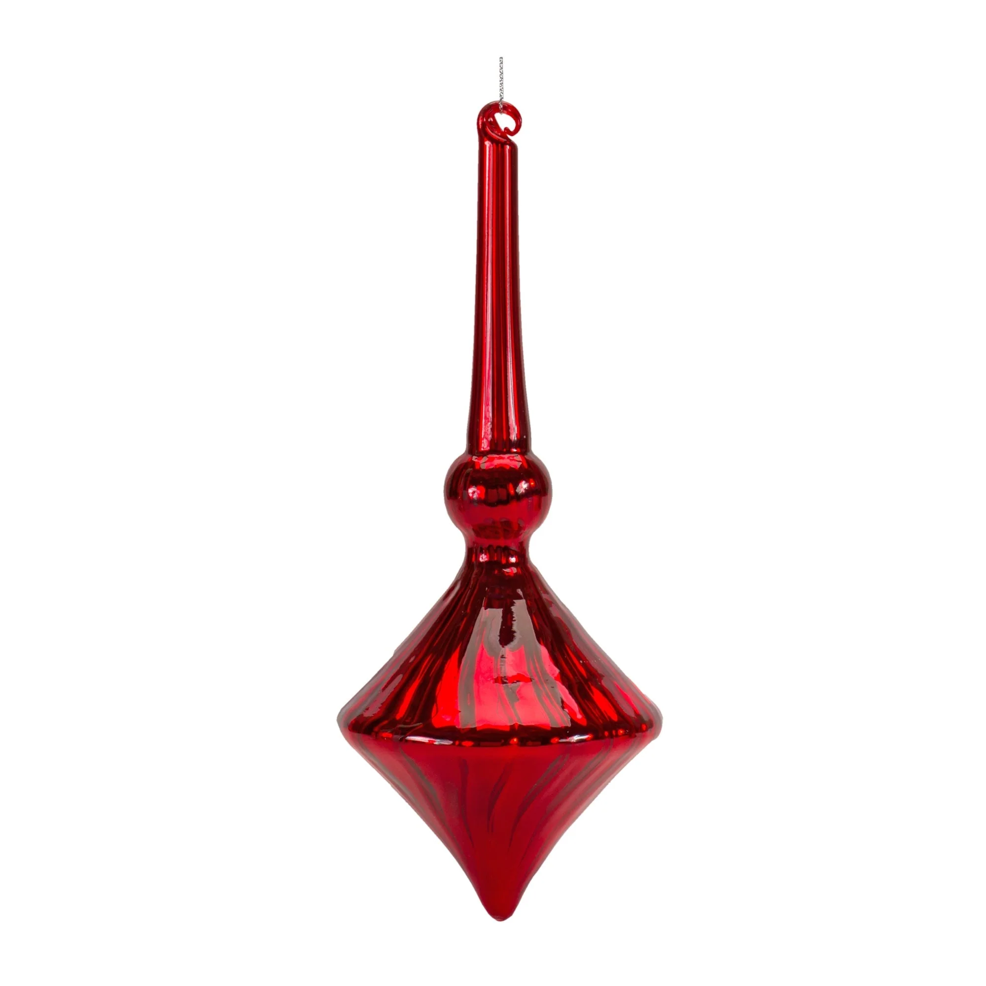 Modern Red Finial Drop Ornament (Set of 6) - Image 5