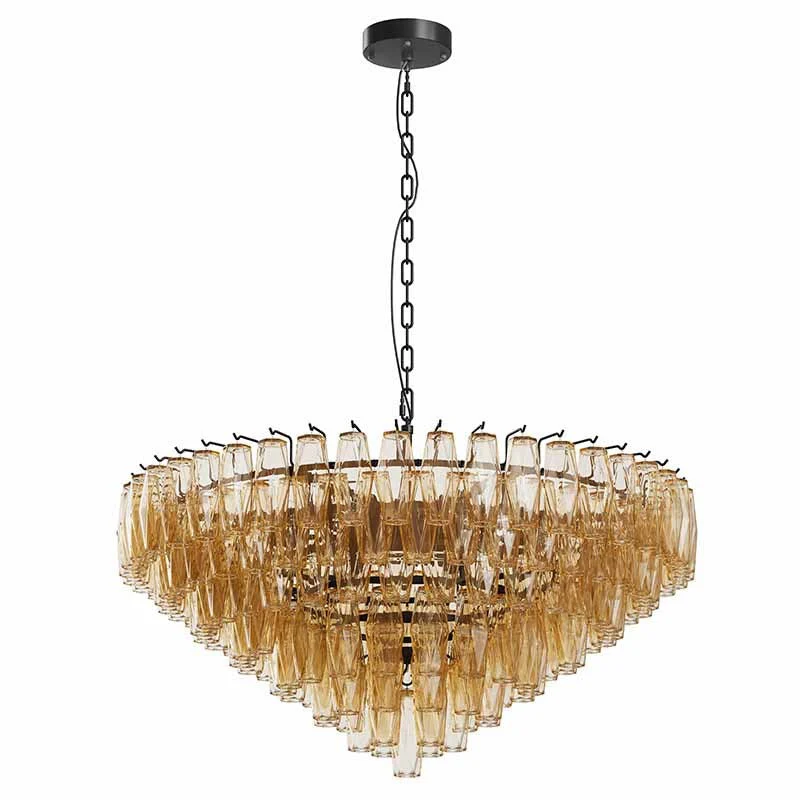 Modern Round 14-Light Black Chandelier with Smoke Glass Tubes - Image 10
