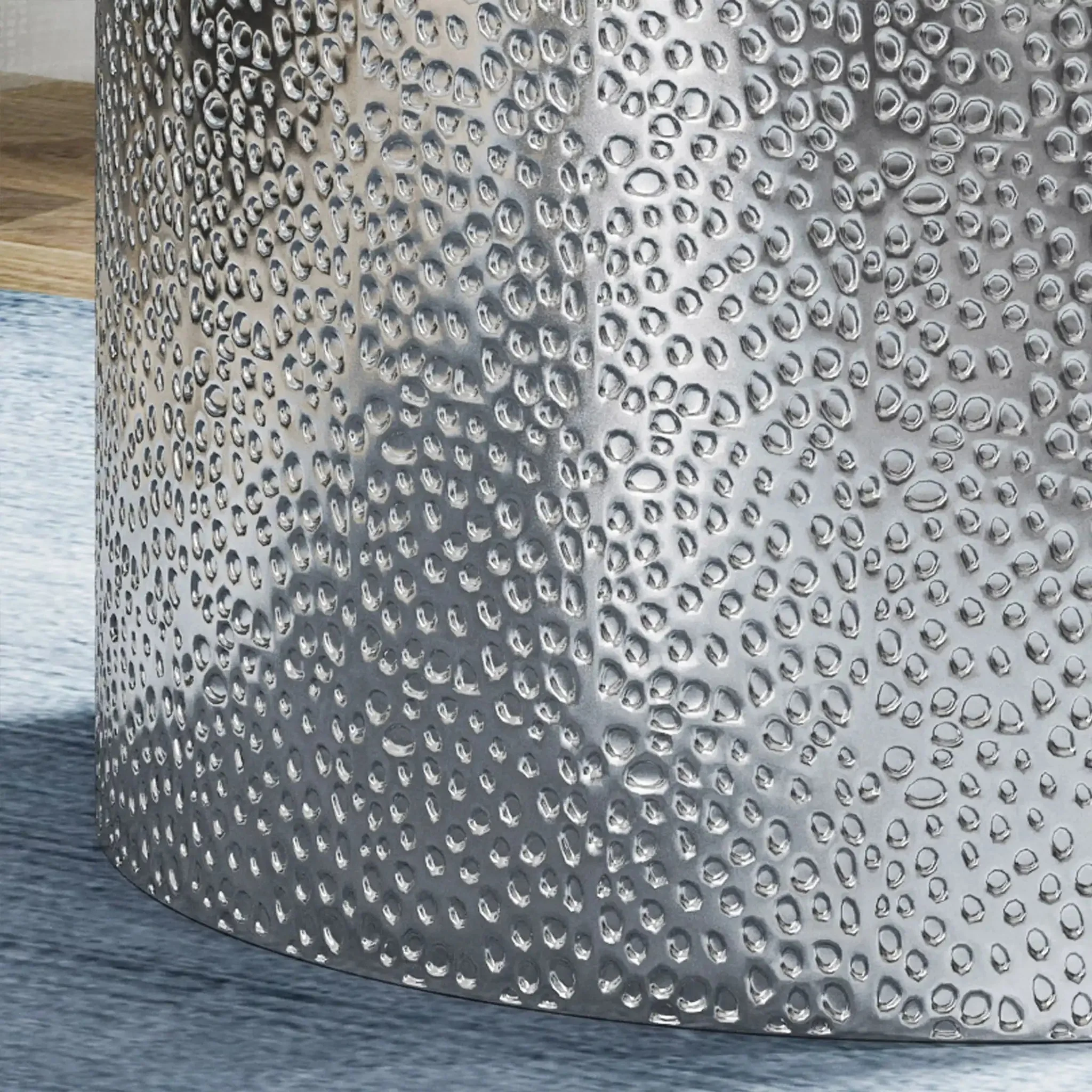 Modern Round Accent Table With Hammered Surface - Image 10