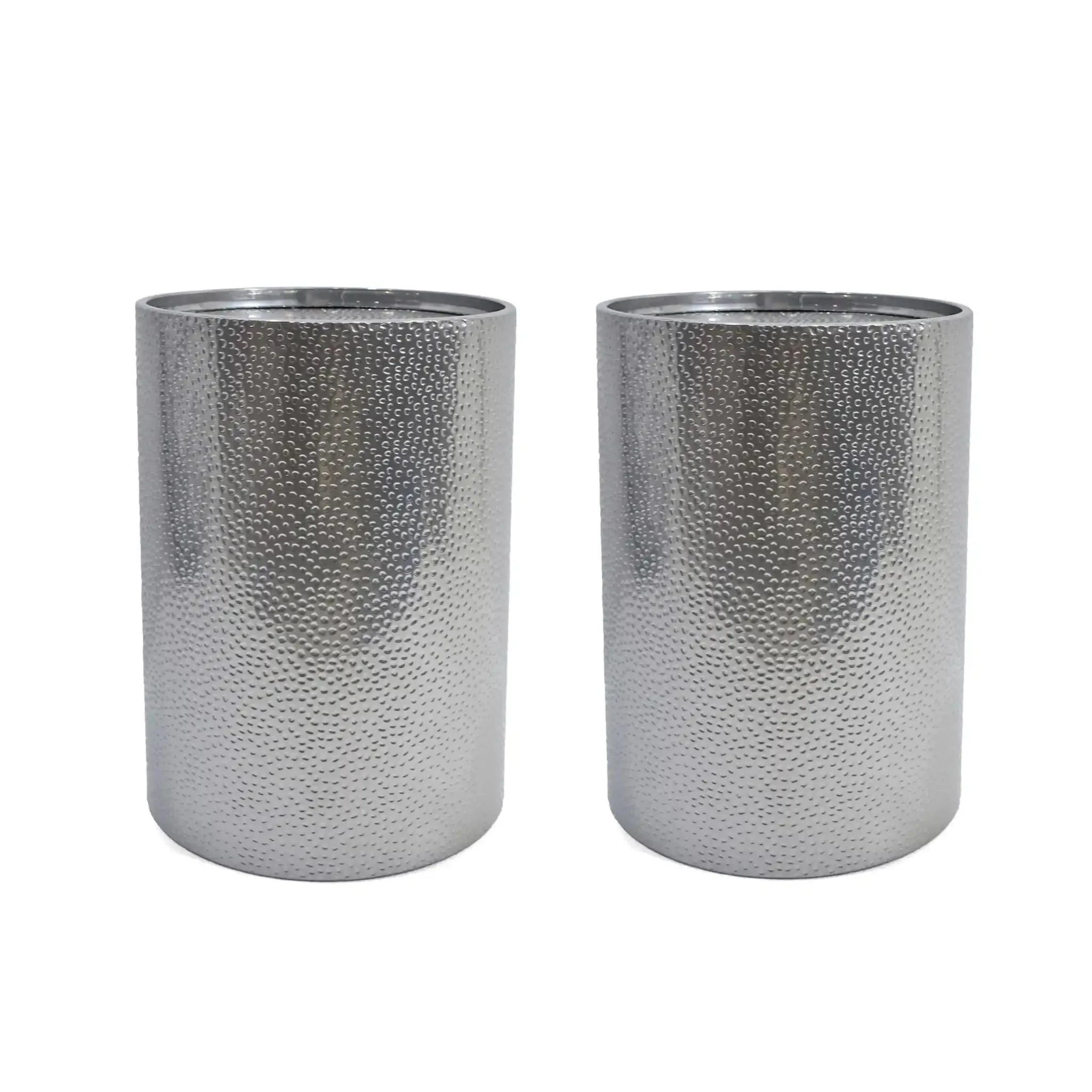 Modern Round Accent Table With Hammered Surface - Image 2