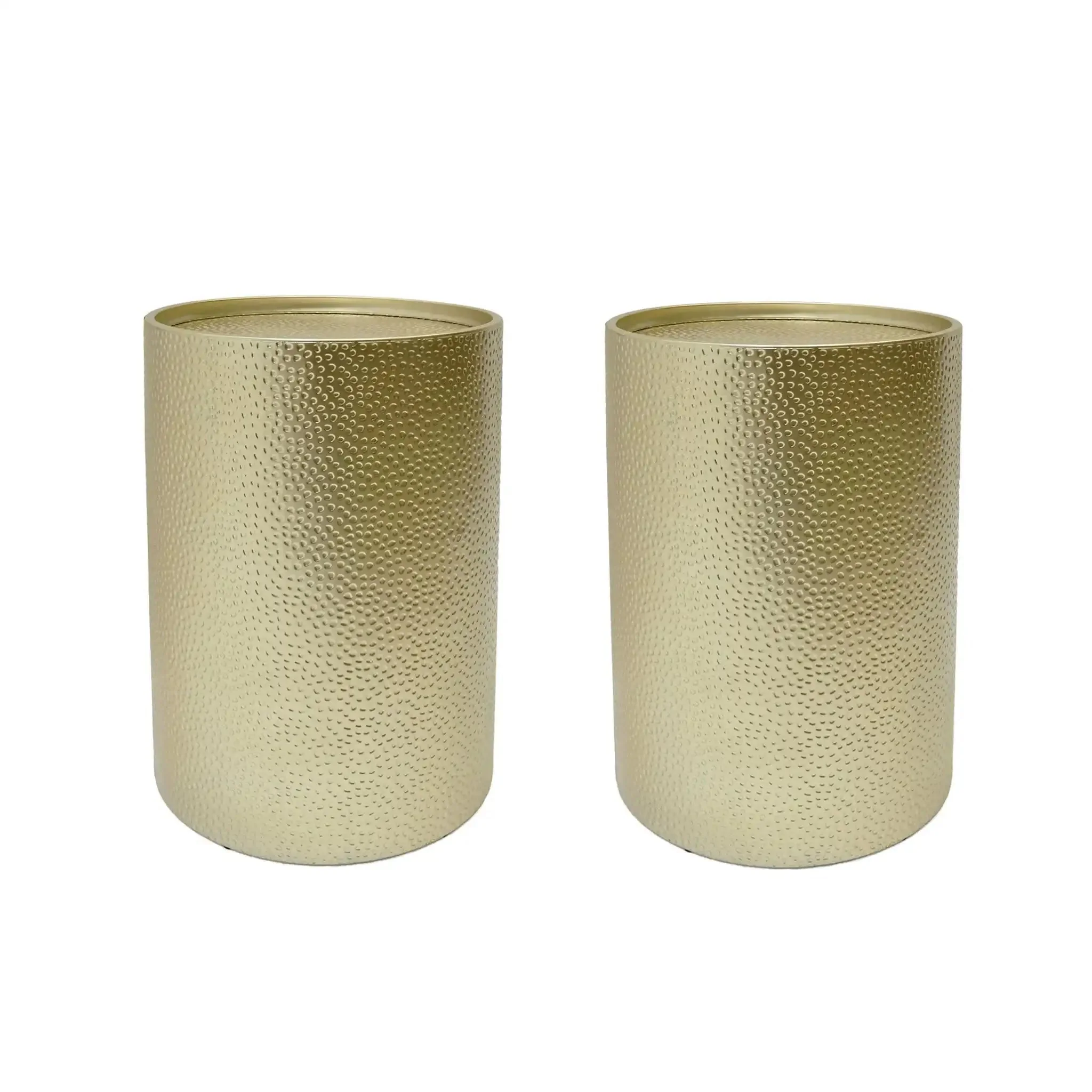 Modern Round Accent Table With Hammered Surface - Image 3