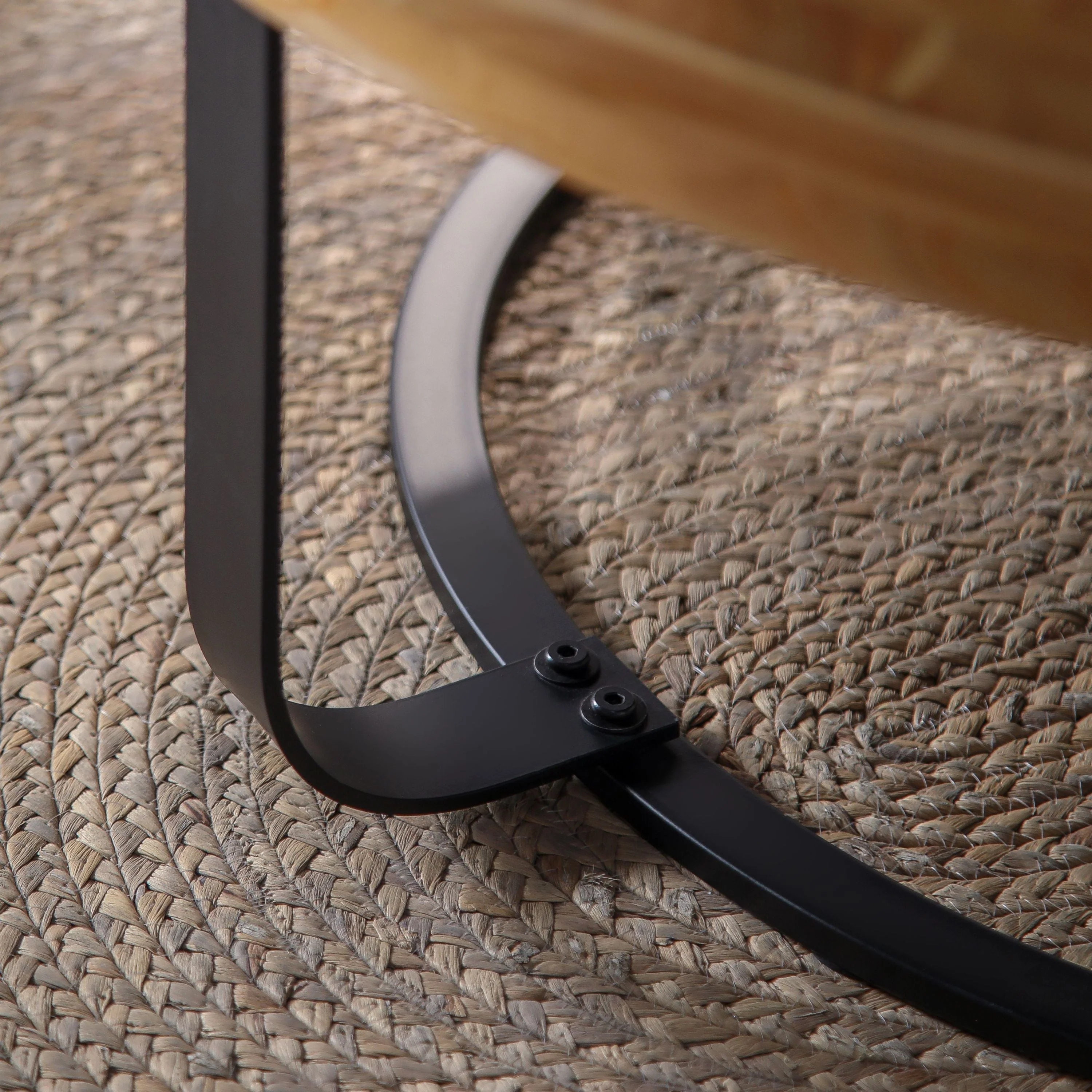 Modern Round Coffee Table with Wooden Carving Pattern and Metal Legs - Image 14