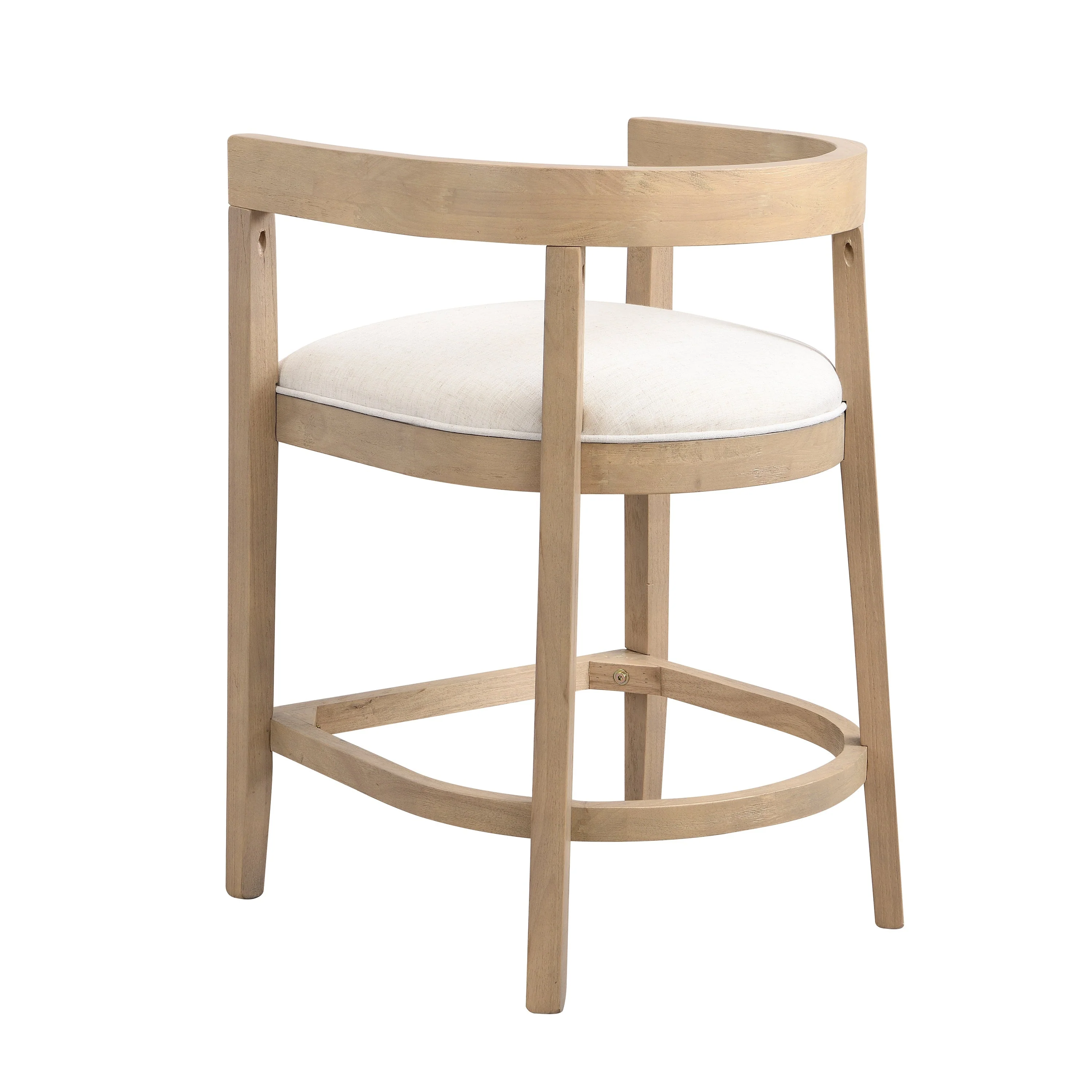Modern Rubberwood Counter Stool Set of 2 with Upholstered Seats - Image 5