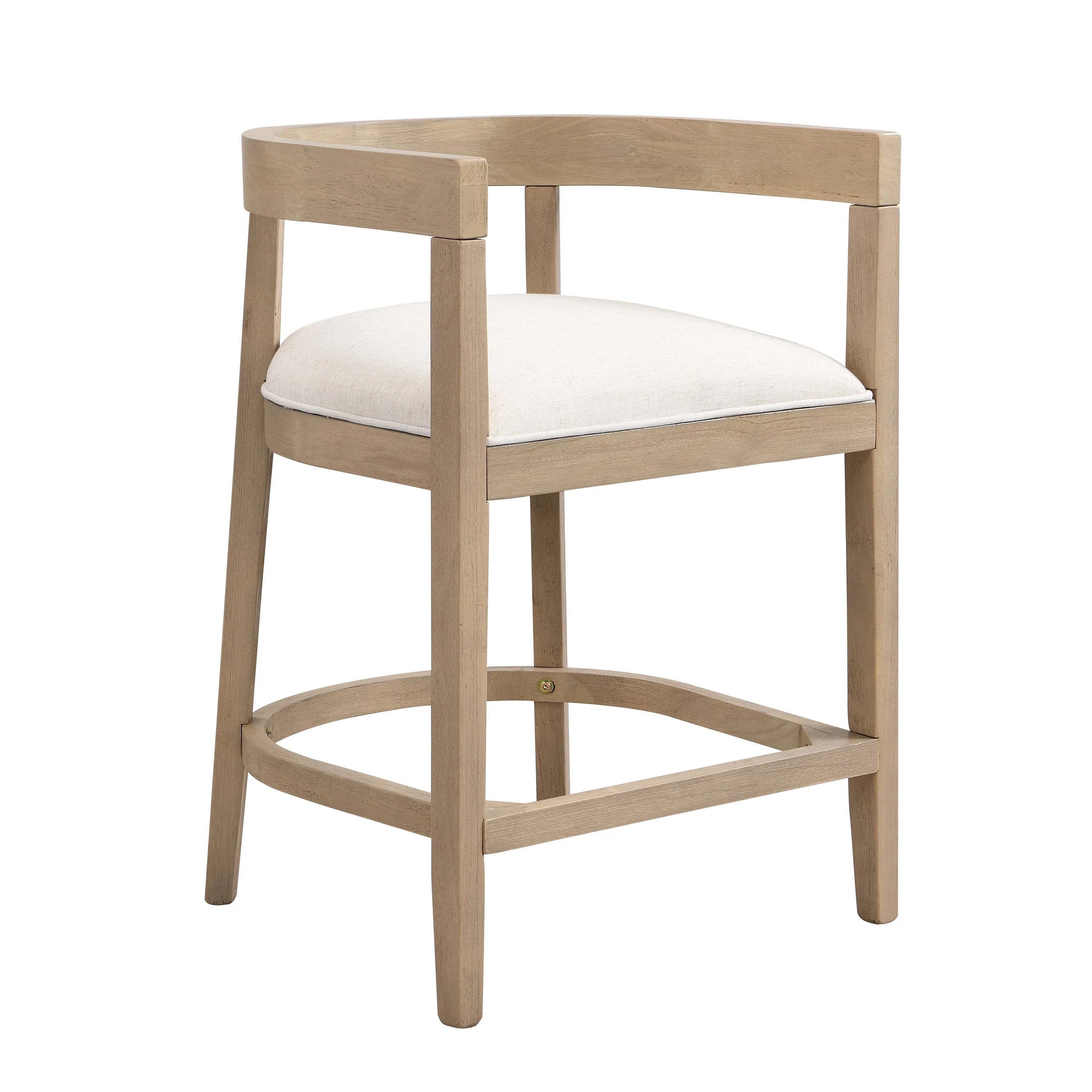 Modern Rubberwood Counter Stool Set of 2 with Upholstered Seats - Image 6