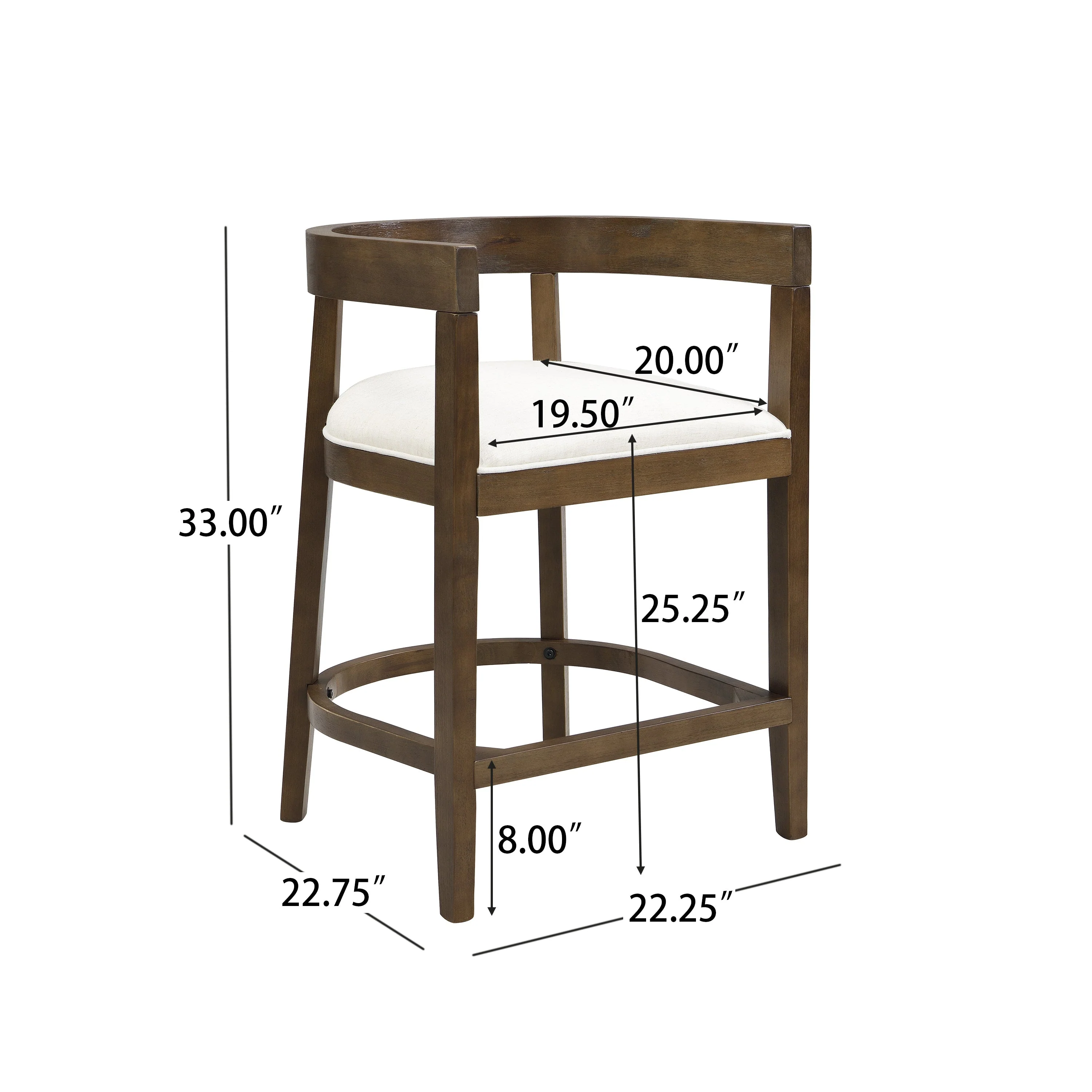 Modern Rubberwood Counter Stool Set with Upholstered Seats - Image 3