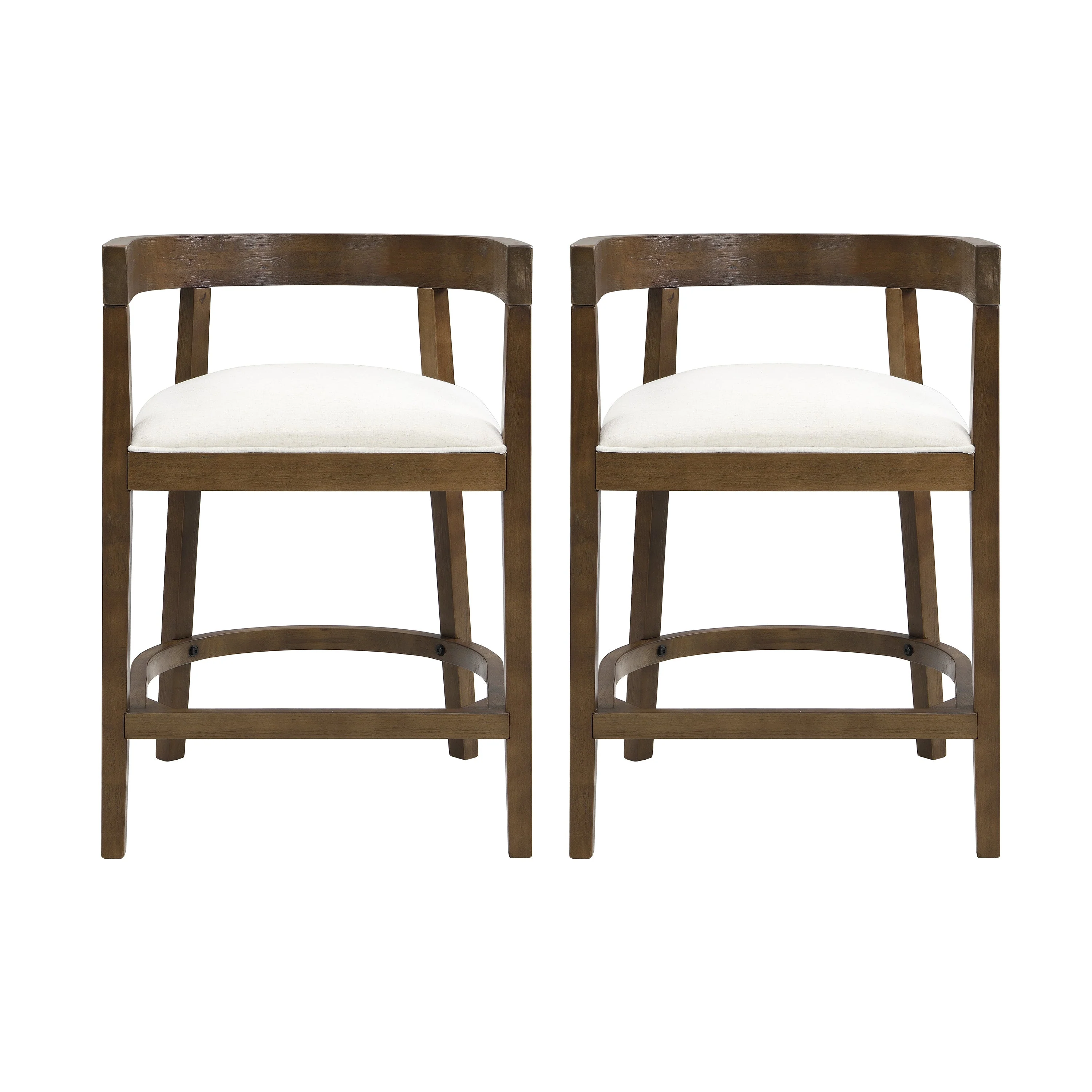 Modern Rubberwood Counter Stool Set with Upholstered Seats - Image 4