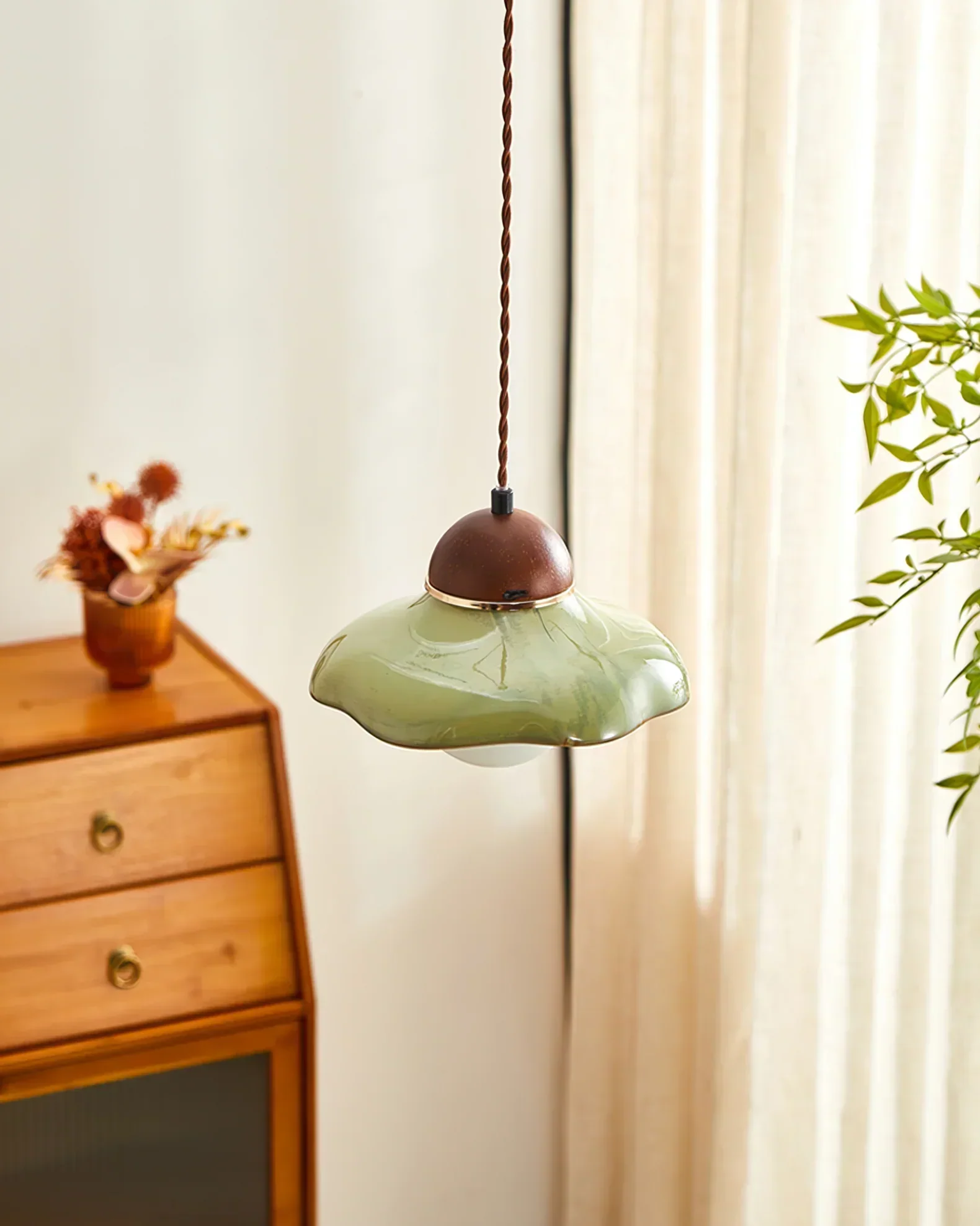 Modern Rustic Ceramic Dome Pendant Light - Image 4