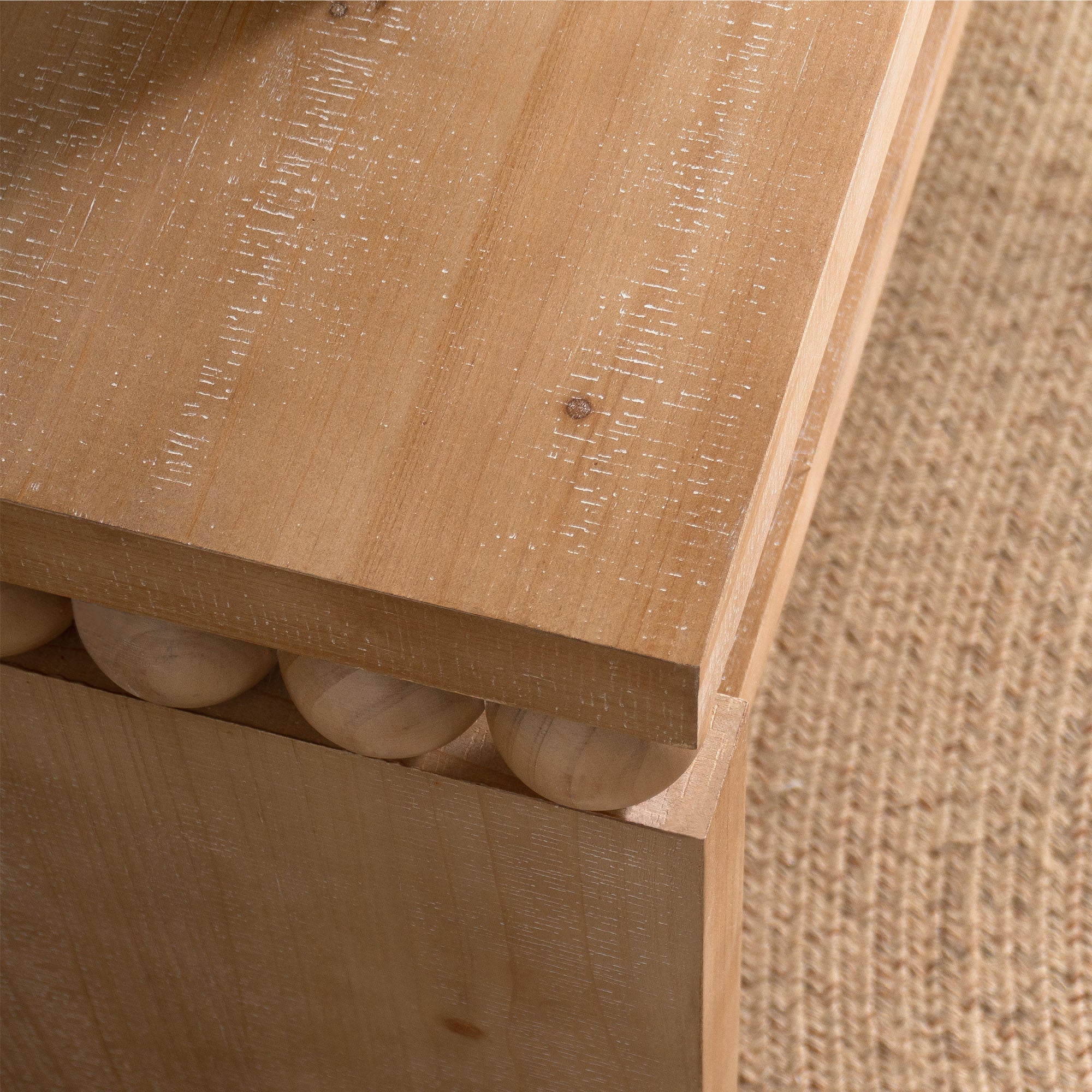 Modern Rustic Console Table – 59” Wood Entryway Table with Shelf & Decorative Bead Detail - Image 10