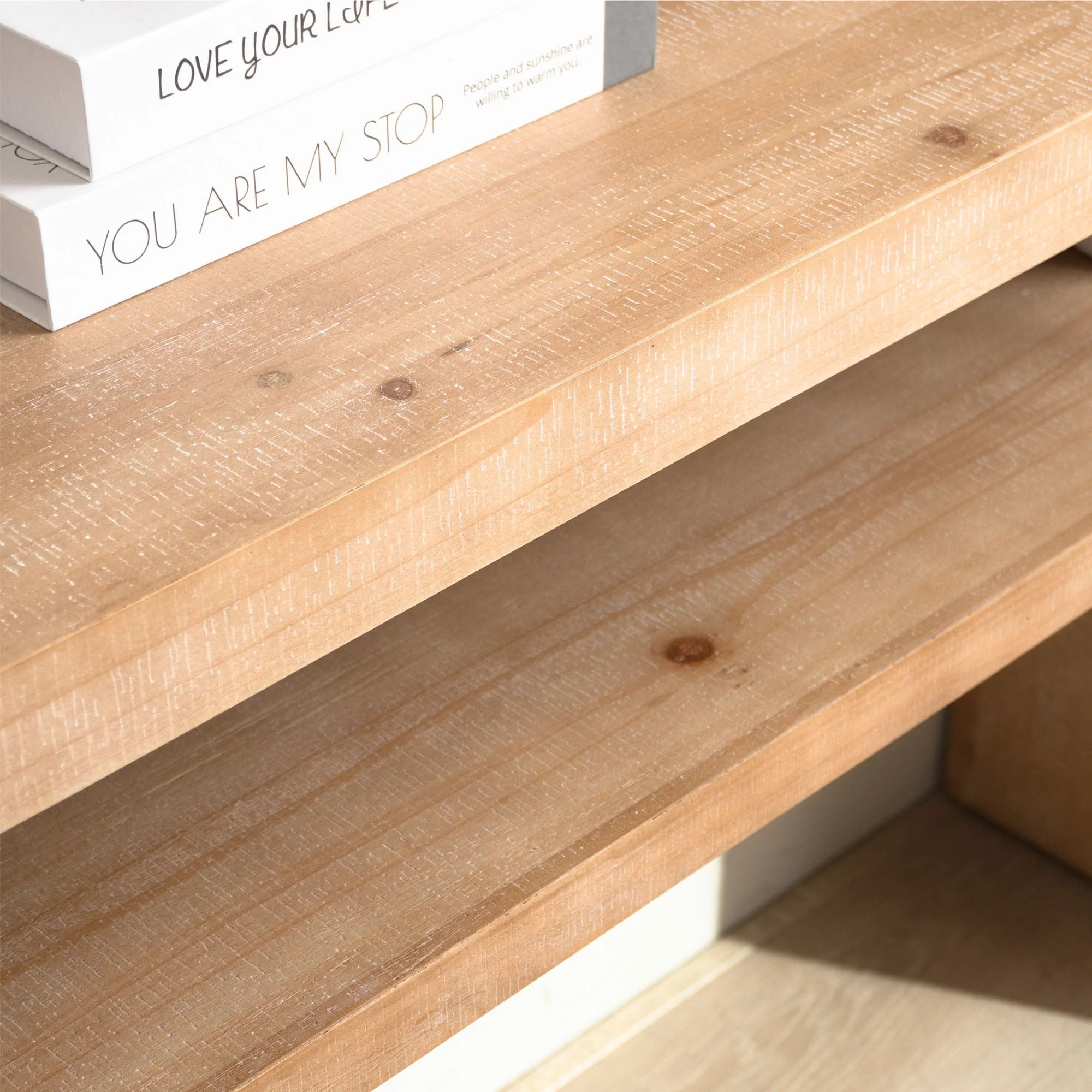 Modern Rustic Console Table – 59” Wood Entryway Table with Shelf & Decorative Bead Detail - Image 11