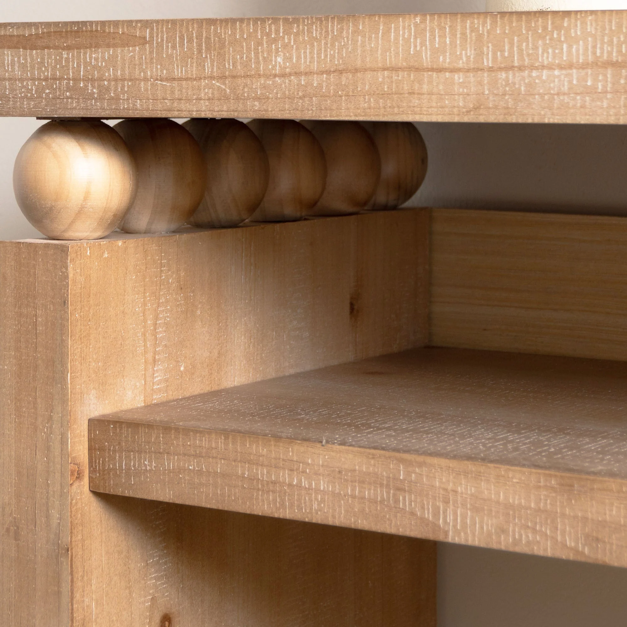 Modern Rustic Console Table – 59” Wood Entryway Table with Shelf & Decorative Bead Detail - Image 13