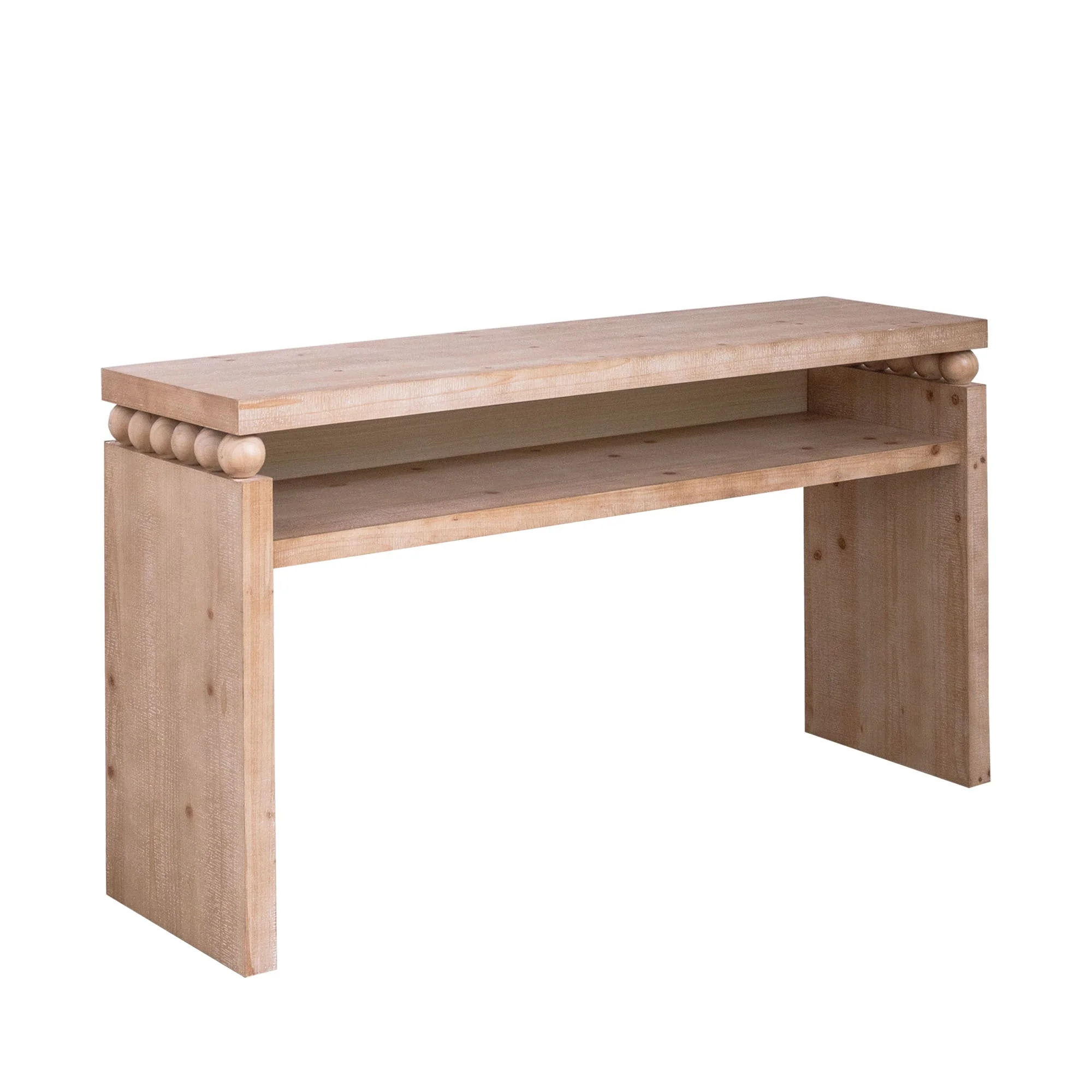 Modern Rustic Console Table – 59” Wood Entryway Table with Shelf & Decorative Bead Detail - Image 5