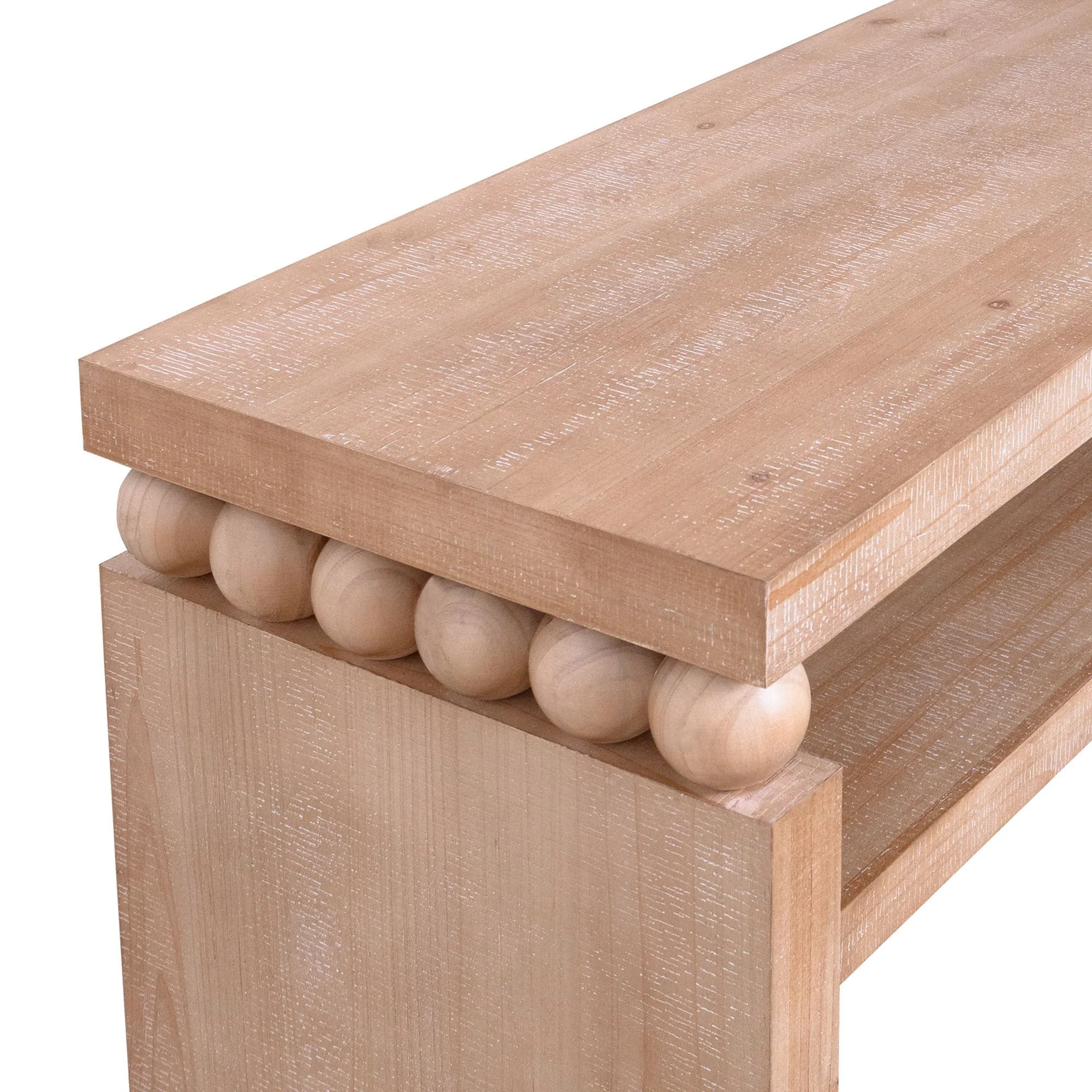Modern Rustic Console Table – 59” Wood Entryway Table with Shelf & Decorative Bead Detail - Image 6