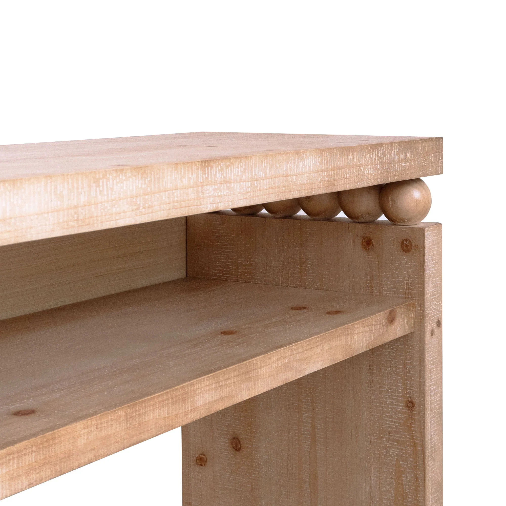 Modern Rustic Console Table – 59” Wood Entryway Table with Shelf & Decorative Bead Detail - Image 9