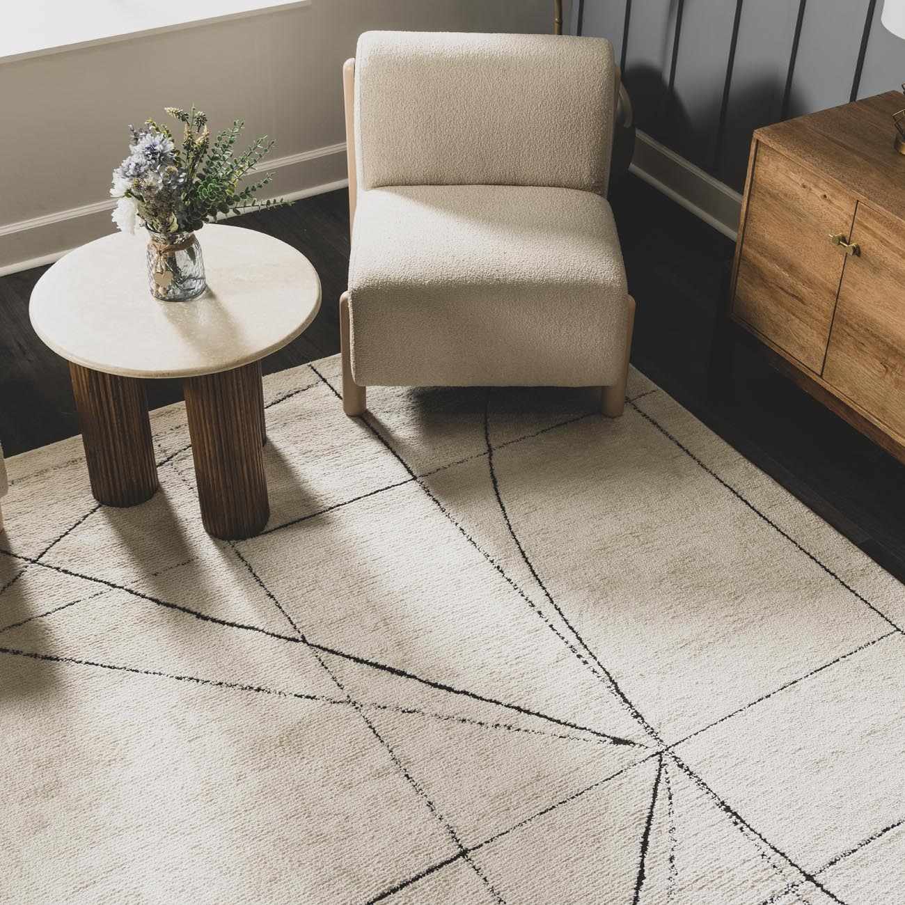 Modern Scandi High Pile Black/Ivory Architect V Area Rug - Image 3
