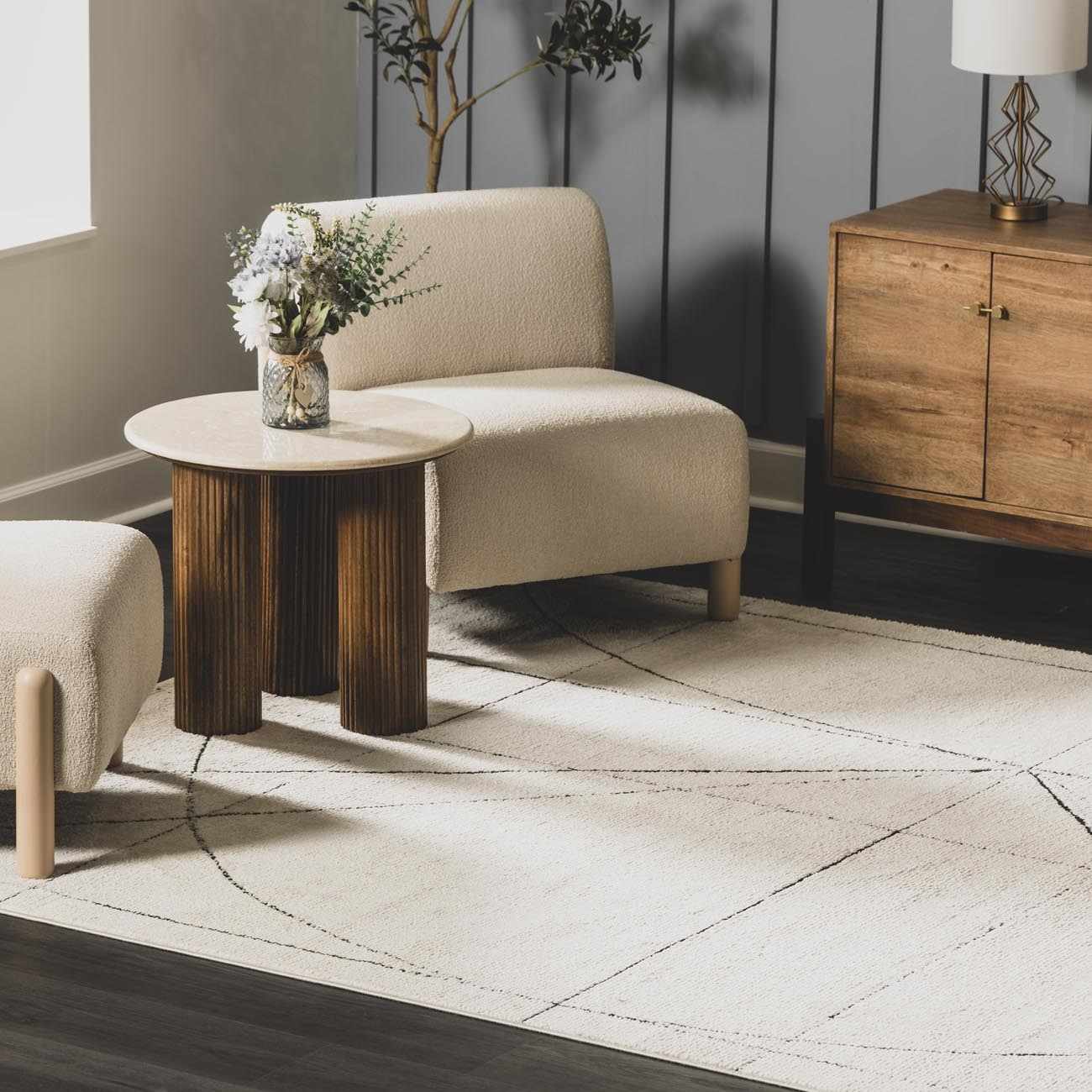 Modern Scandi High Pile Black/Ivory Architect V Area Rug - Image 4