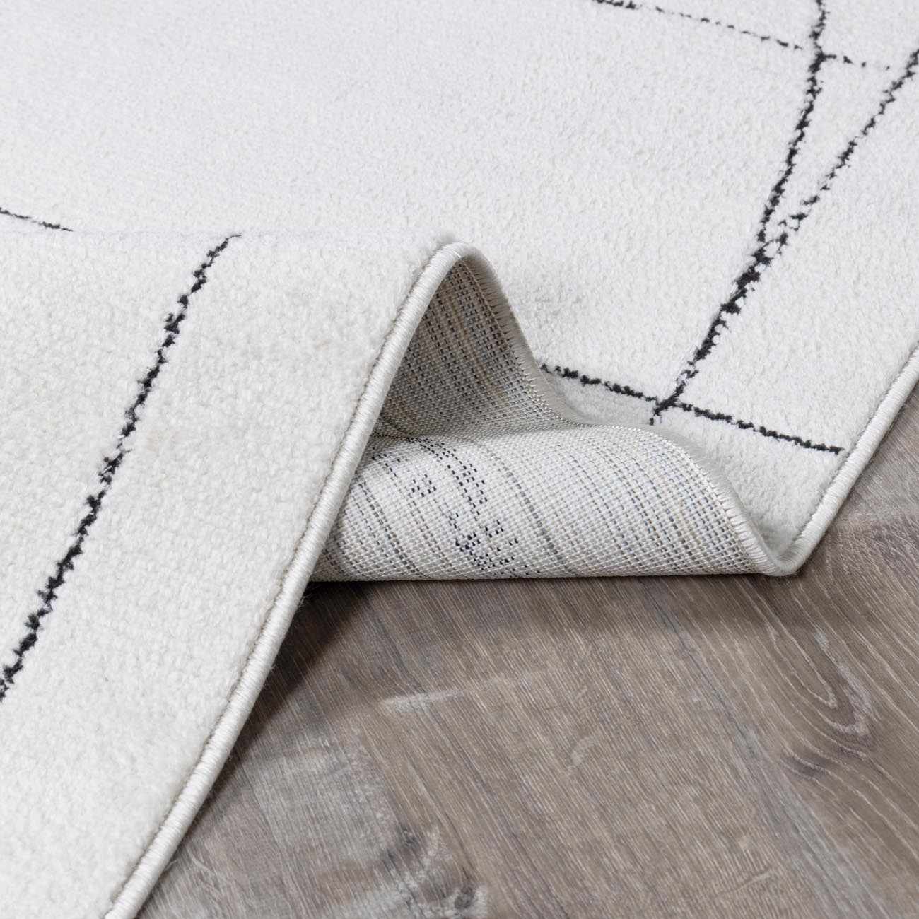 Modern Scandi High Pile Black/Ivory Architect V Area Rug - Image 6