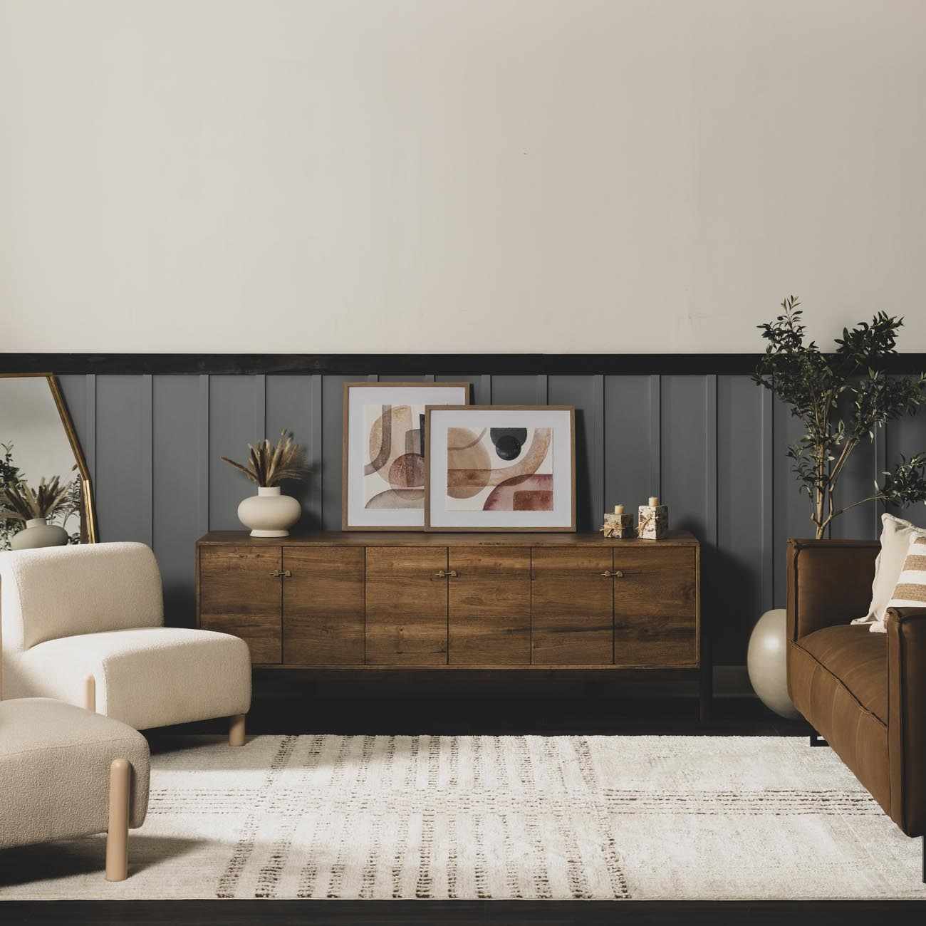 Modern Scandi High Pile Dark Brown/Ivory Architect IV Area Rug - Image 2