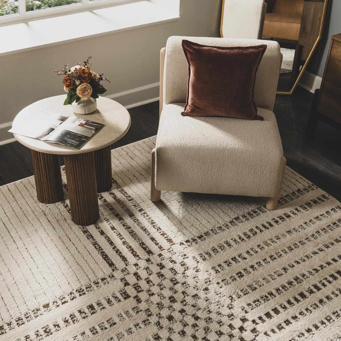 Modern Scandi High Pile Dark Brown/Ivory Architect IV Area Rug - Image 3