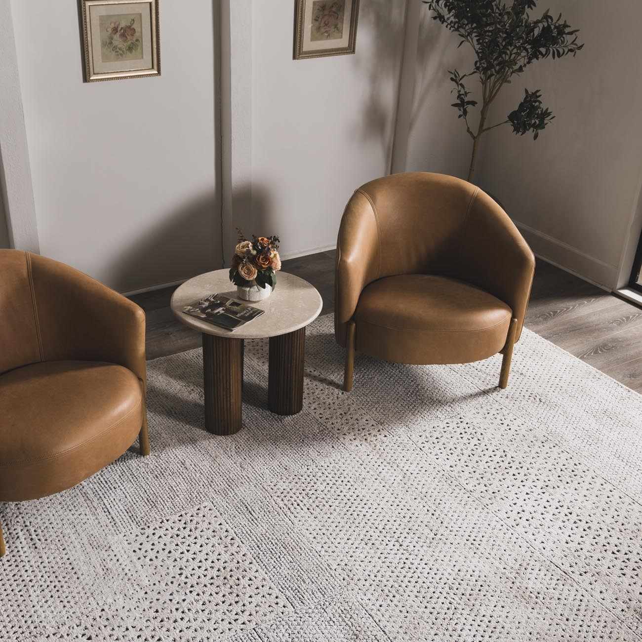 Modern Scandi High Pile Ivory Architect III Area Rug - Image 4