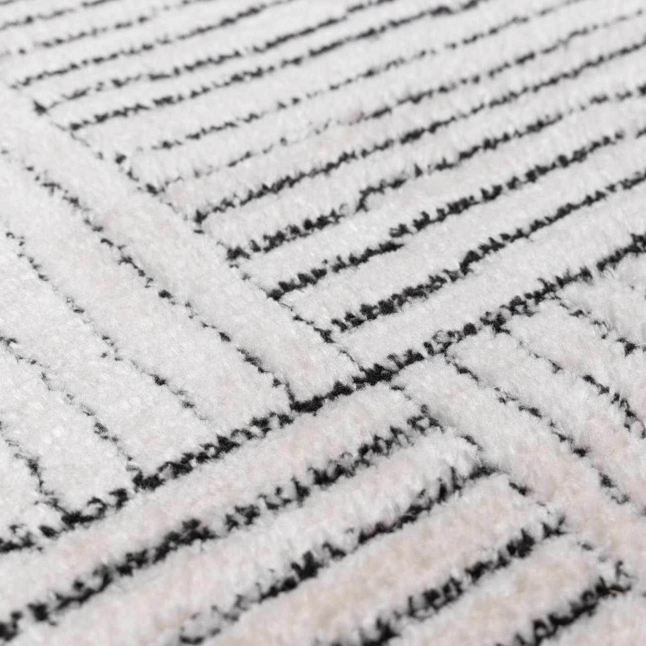 Modern Scandi High Pile Ivory/Black Architect I Area Rug - Image 10