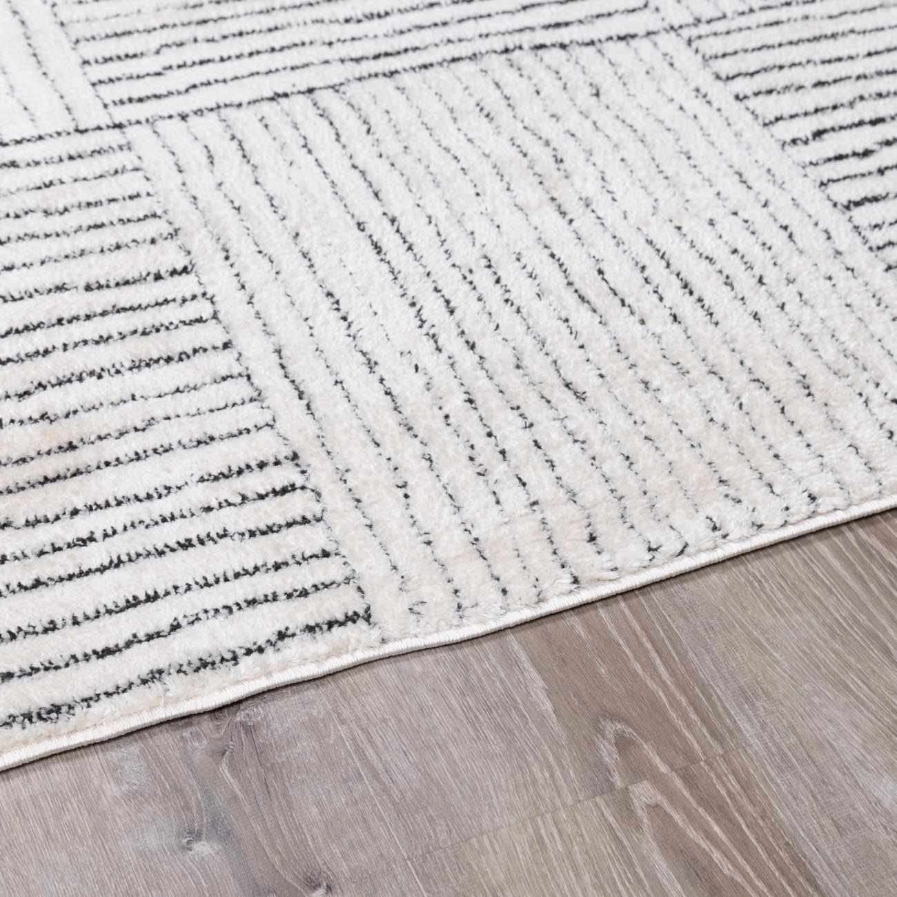 Modern Scandi High Pile Ivory/Black Architect I Area Rug - Image 12