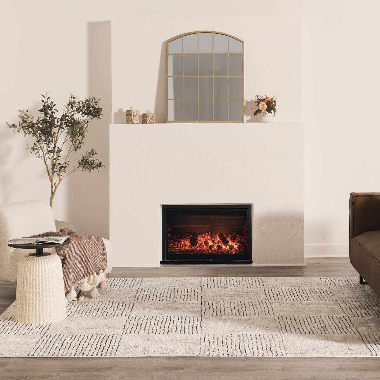 Modern Scandi High Pile Ivory/Black Architect I Area Rug - Image 2
