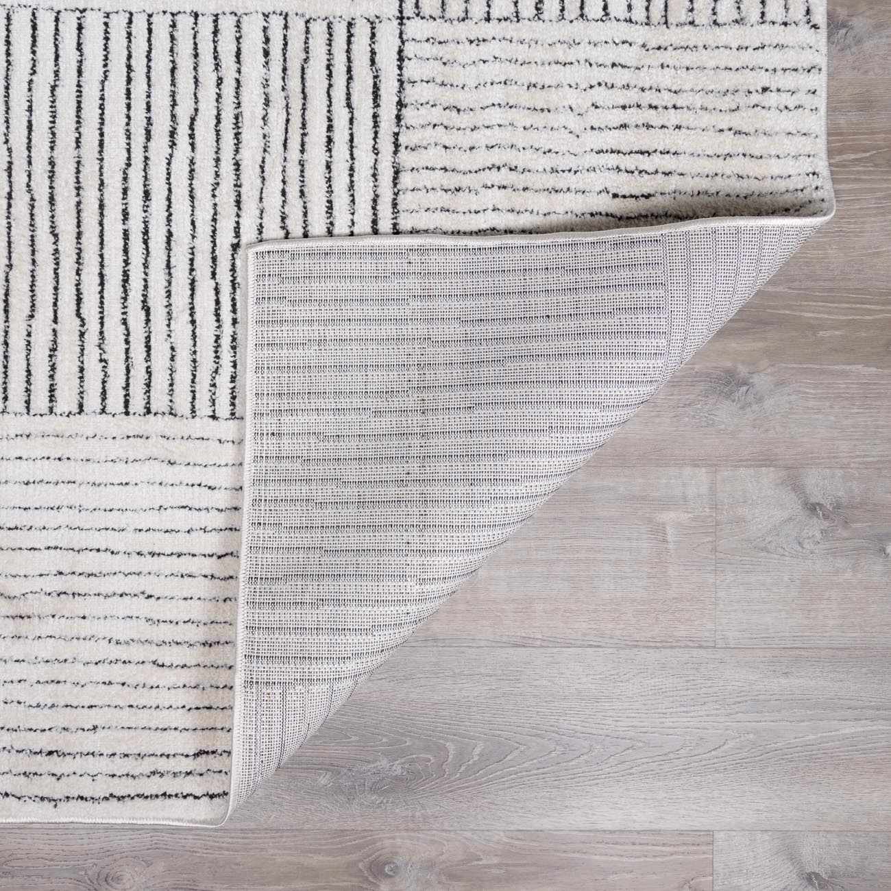 Modern Scandi High Pile Ivory/Black Architect I Area Rug - Image 5
