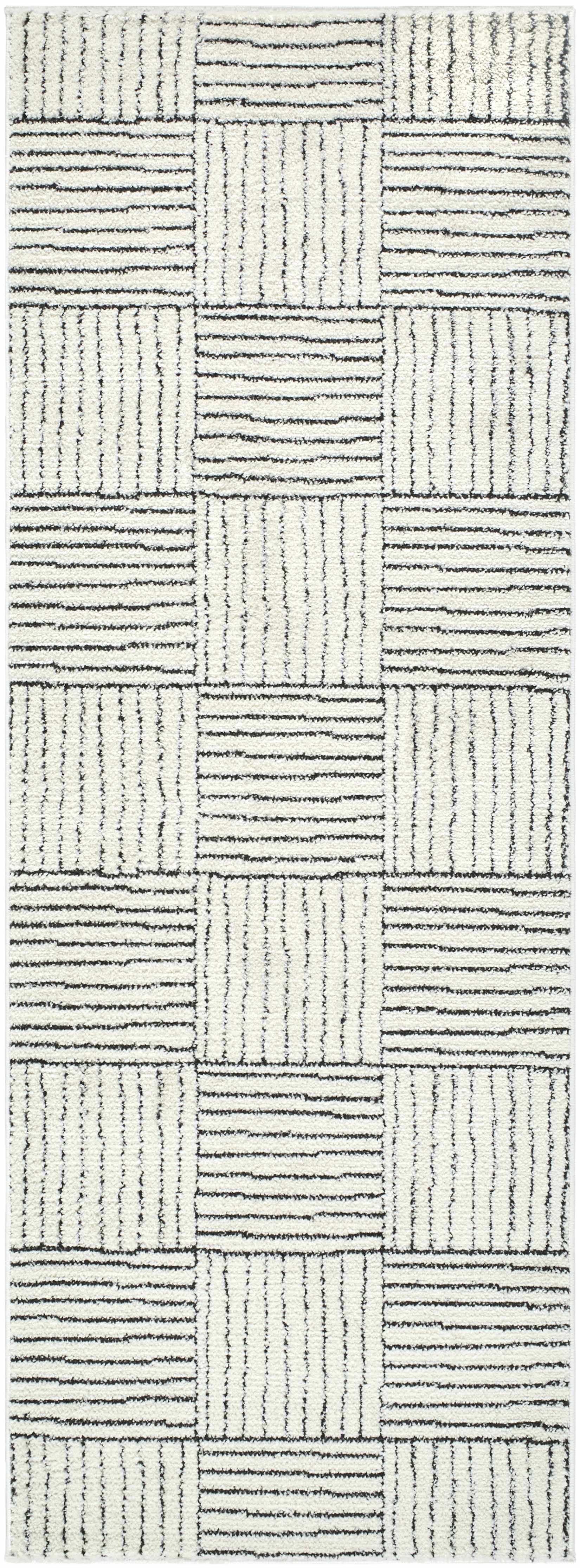 Modern Scandi High Pile Ivory/Black Architect I Area Rug - Image 9